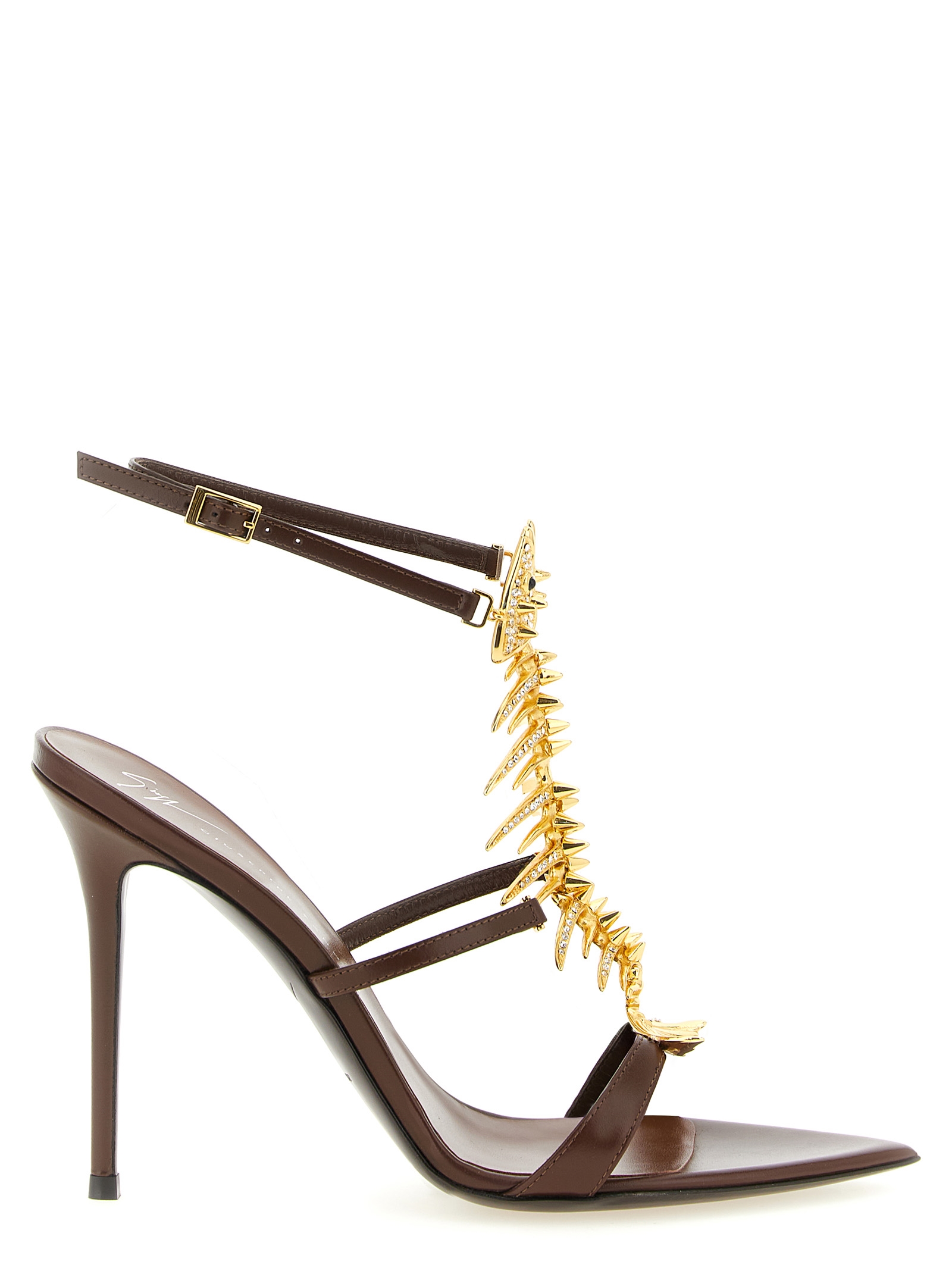 Brown Lamb Leather Stiletto Heel Sandals