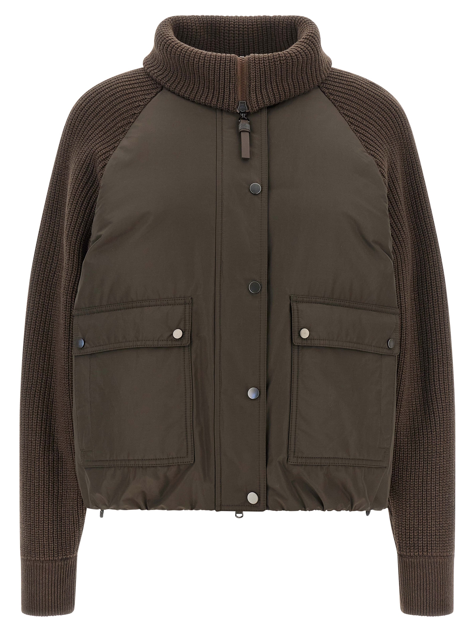 Brown Cotton Full-Length Jacket