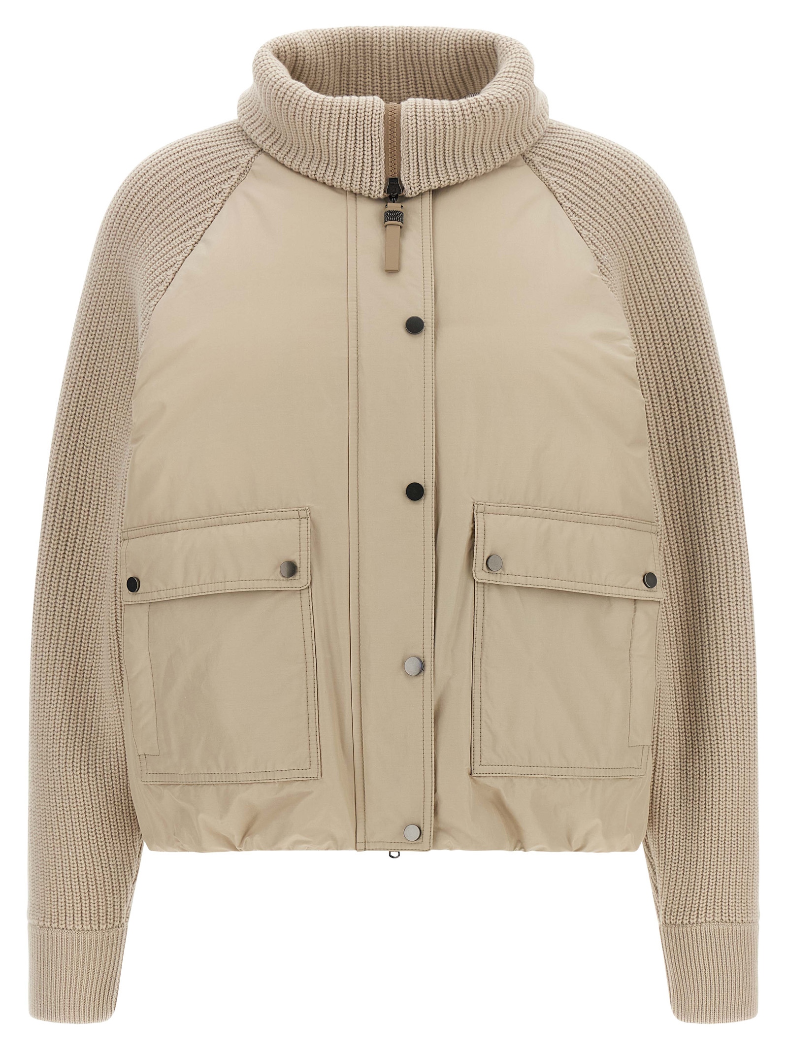 Beige Cotton Full-Length Jacket