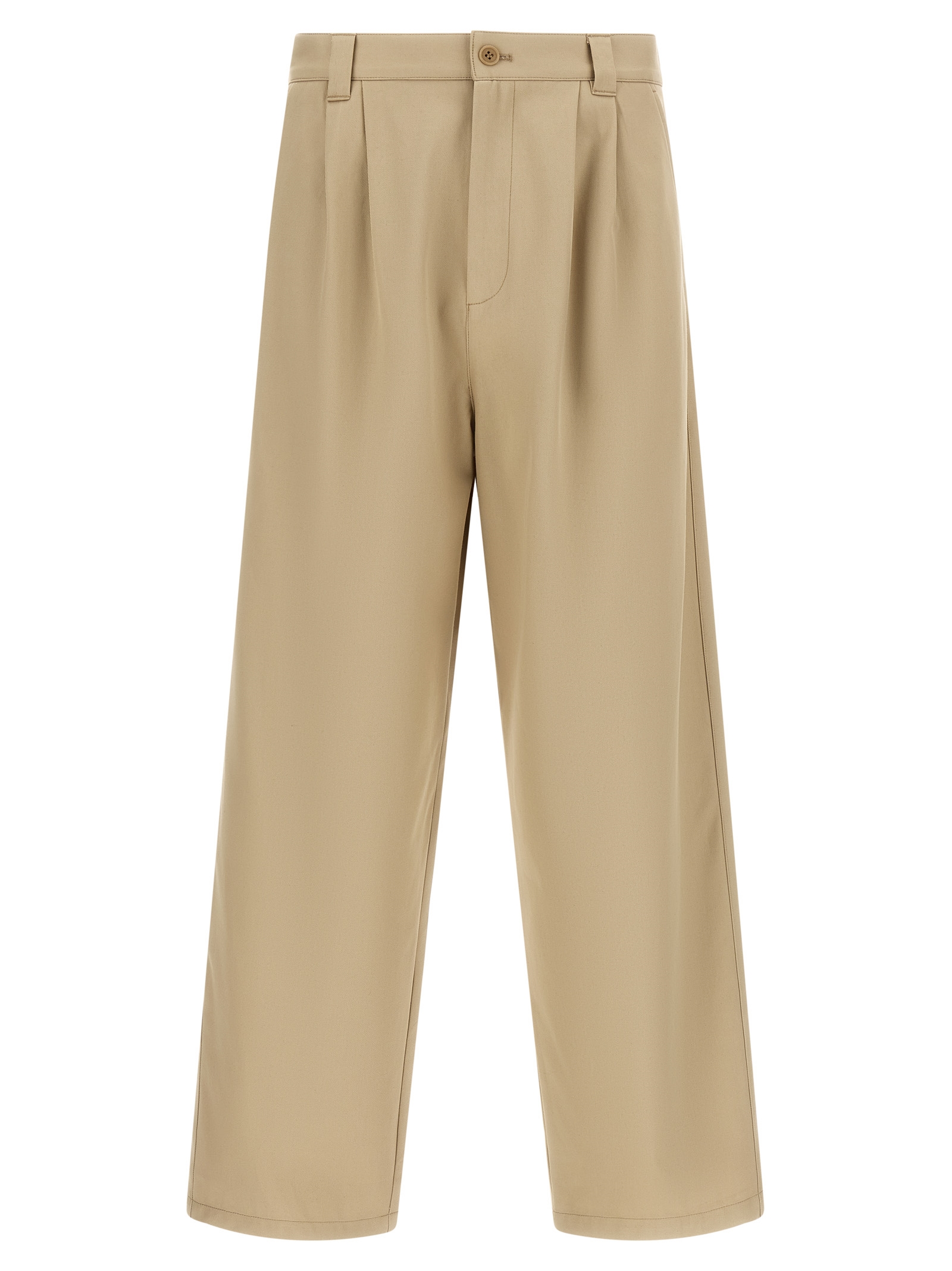 Beige Cotton Casual Pants