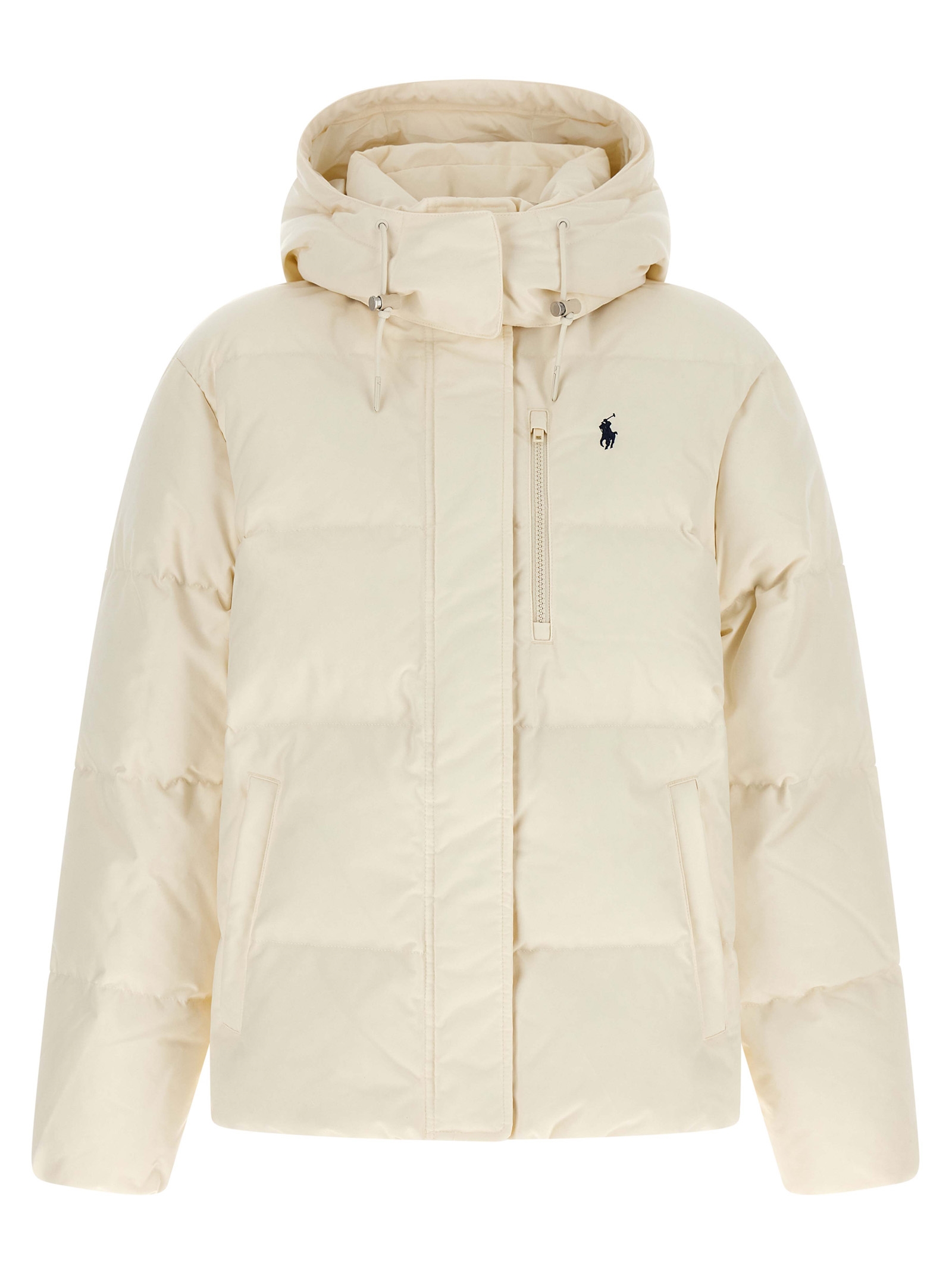 White Polyester Full-Length Jacket