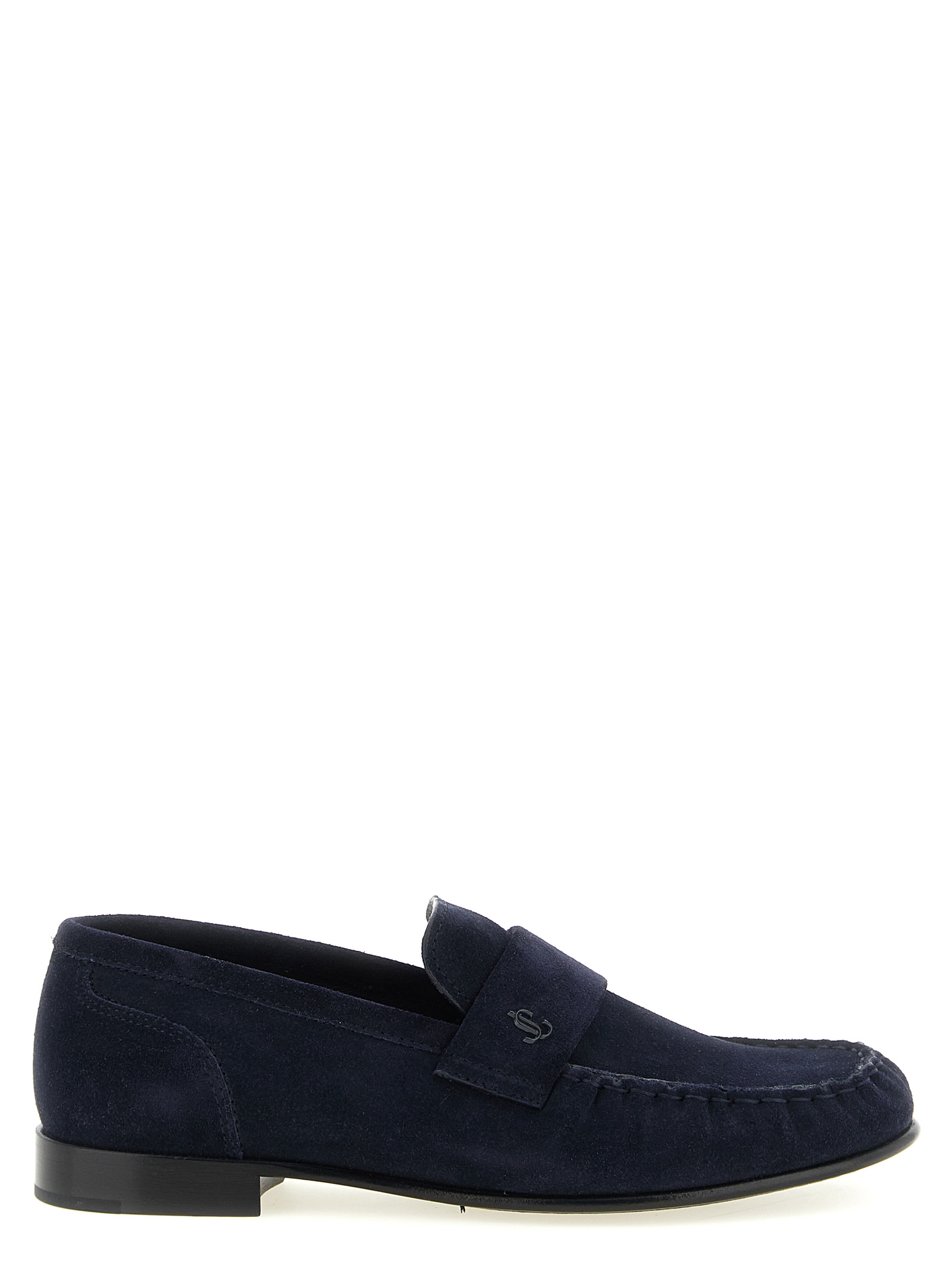 Blue Leather Slip-On Loafers
