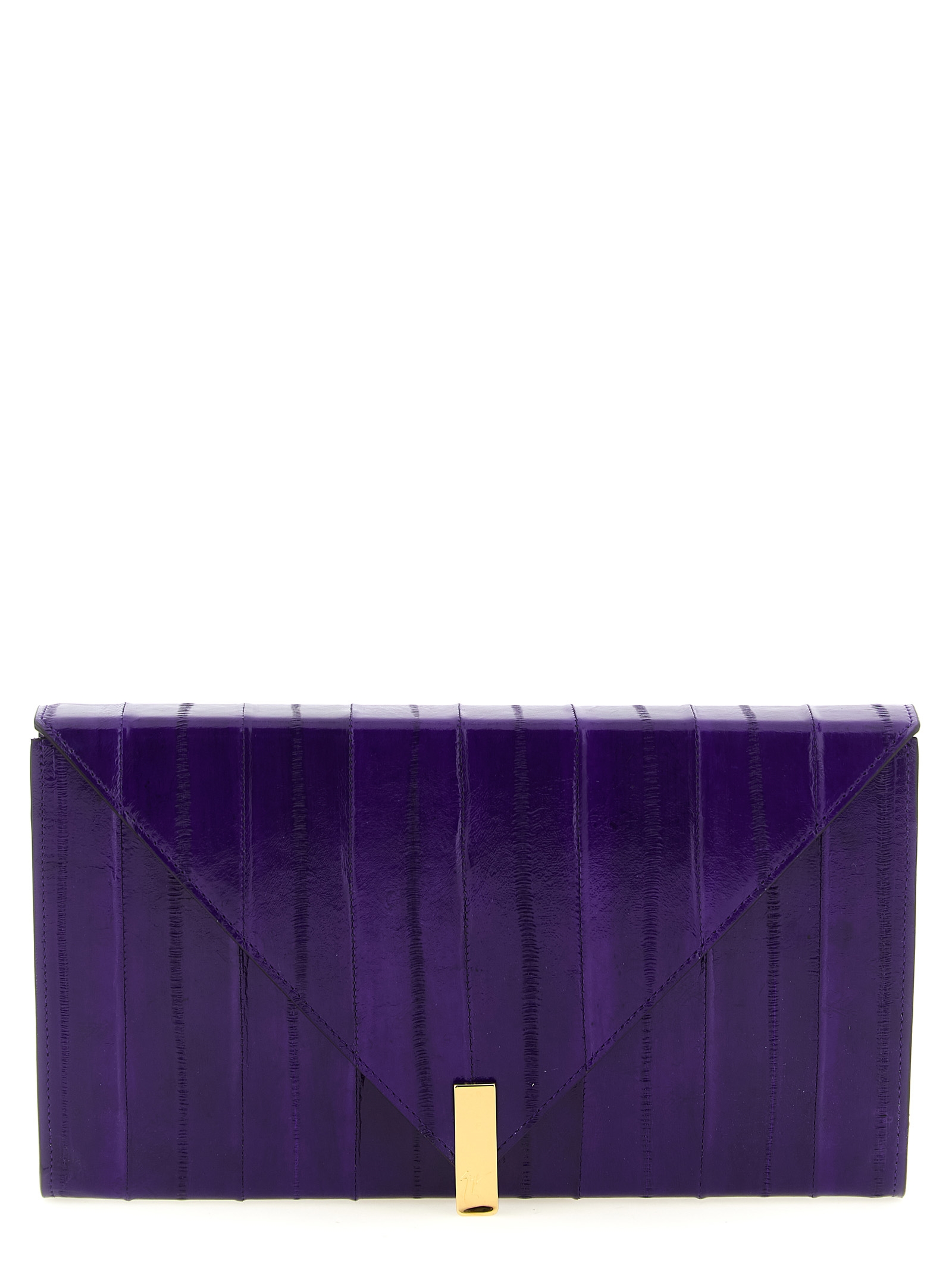 Purple Leather Clutch Bag