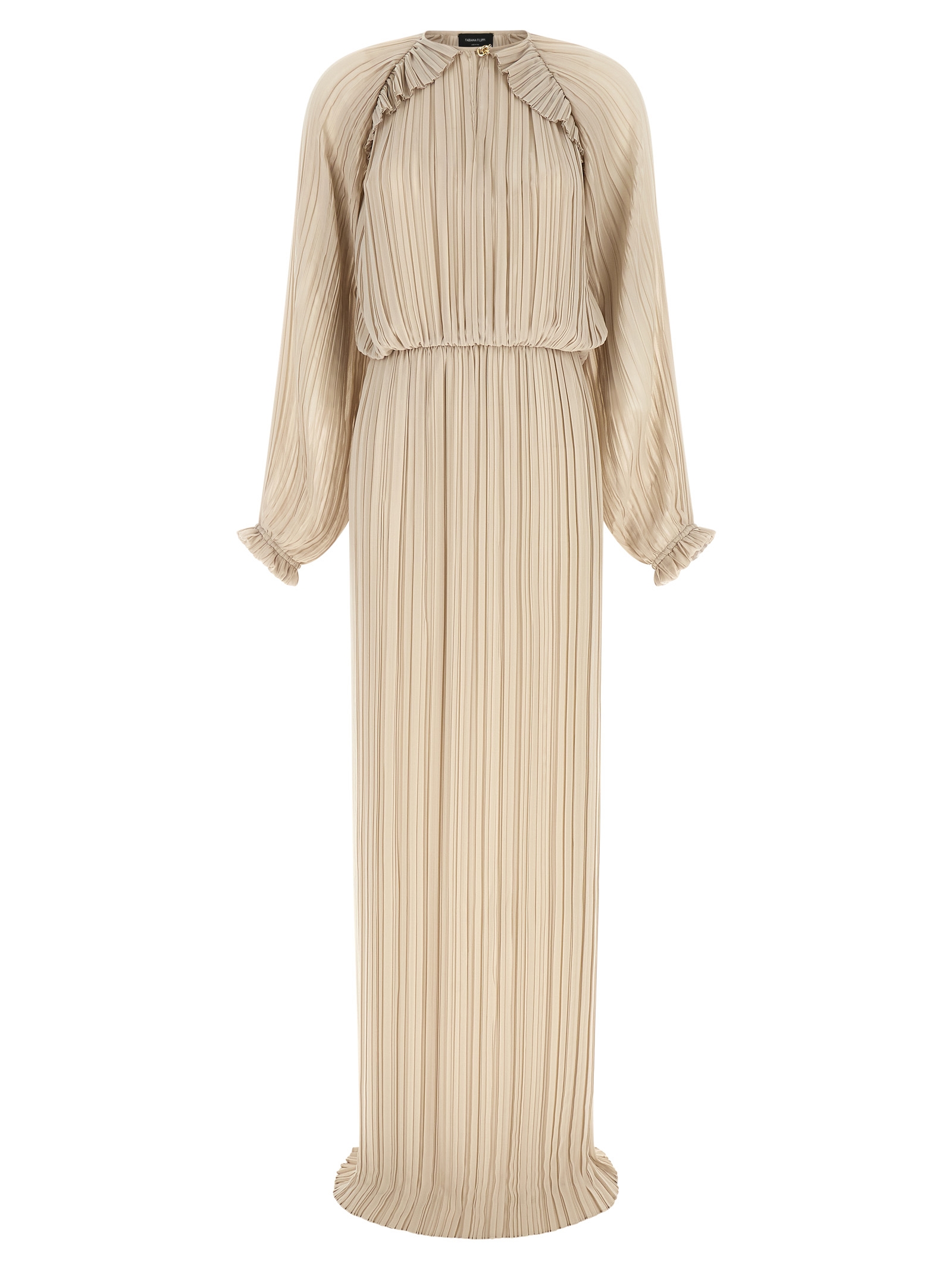 Beige Polyester Long Dress