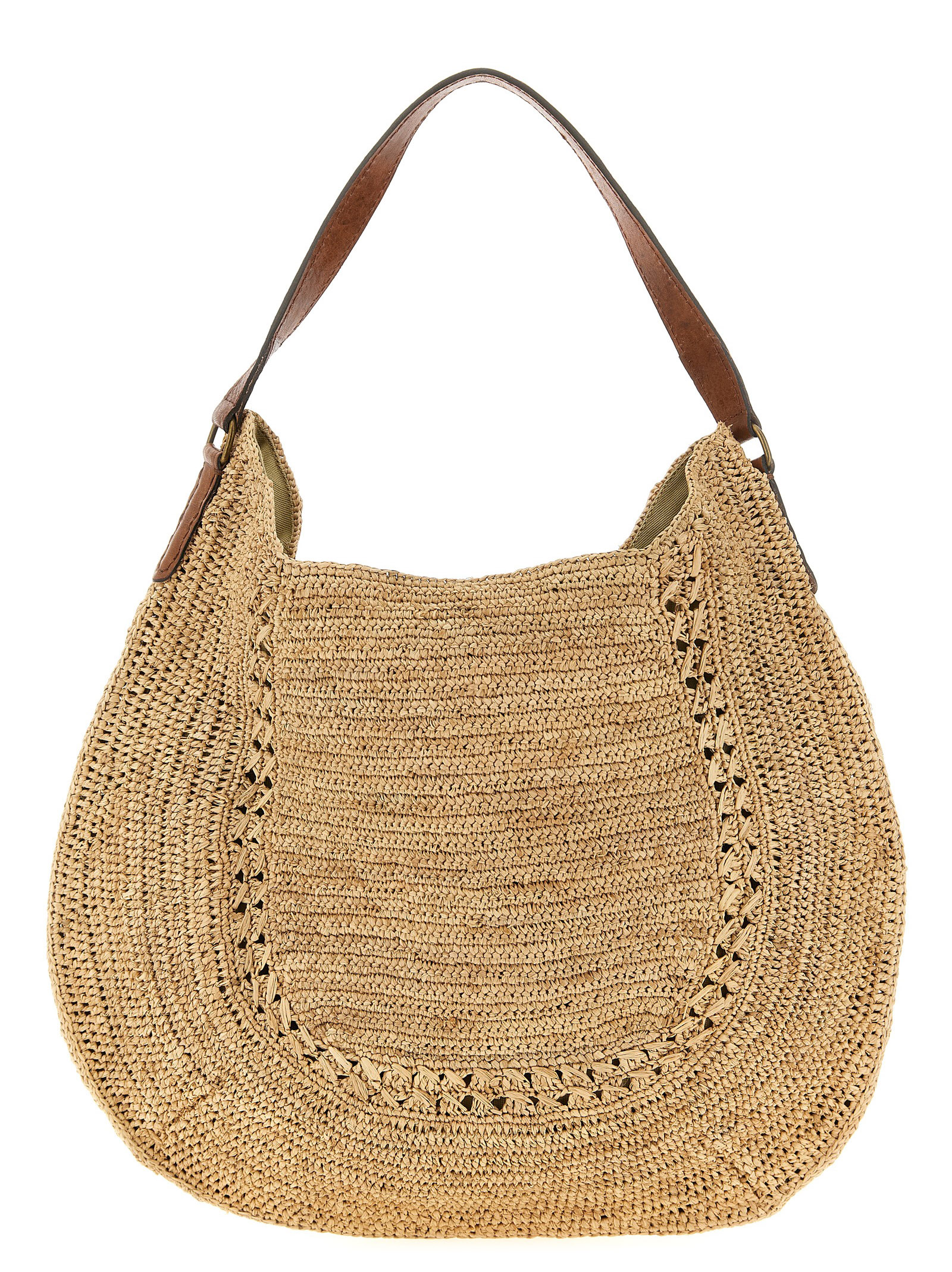 Beige Raffia Shoulder Bag