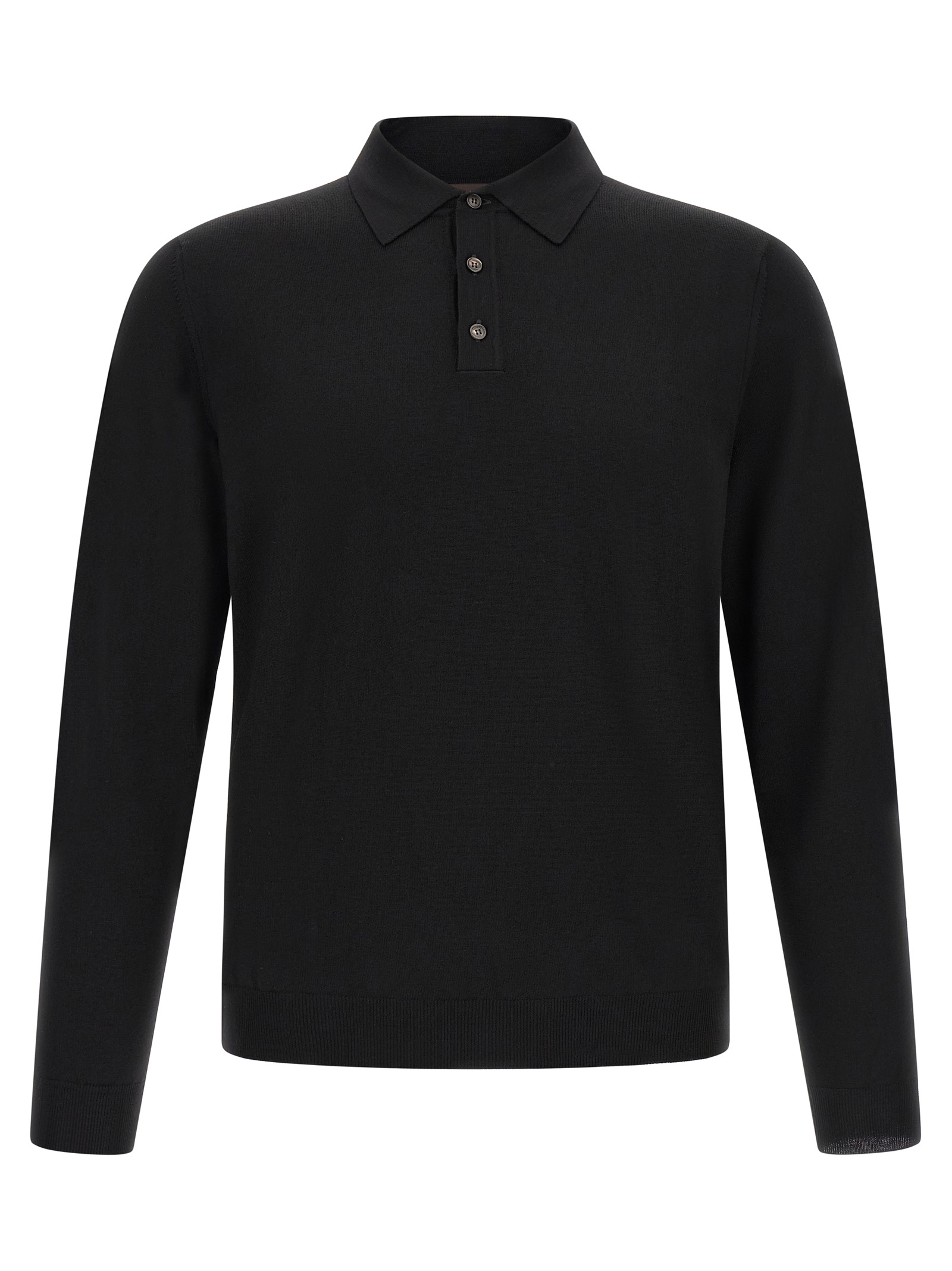 Black Virgin Wool Polo Shirt