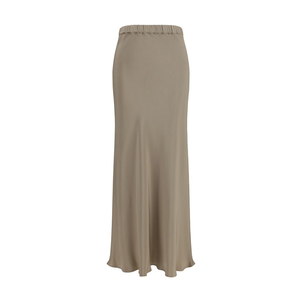 Beige Silk Long Skirt