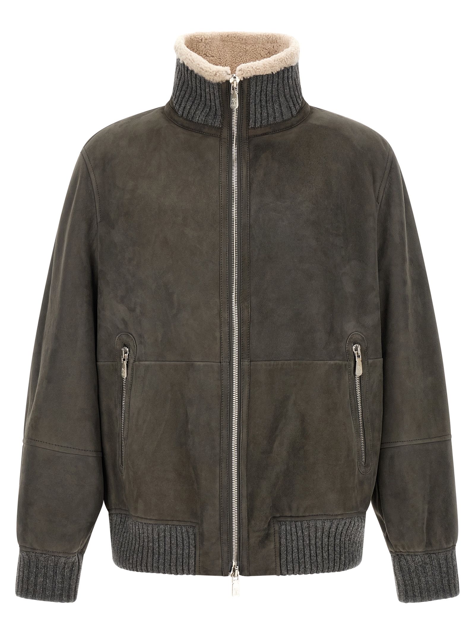 Gray Lamb Leather Leather Jacket