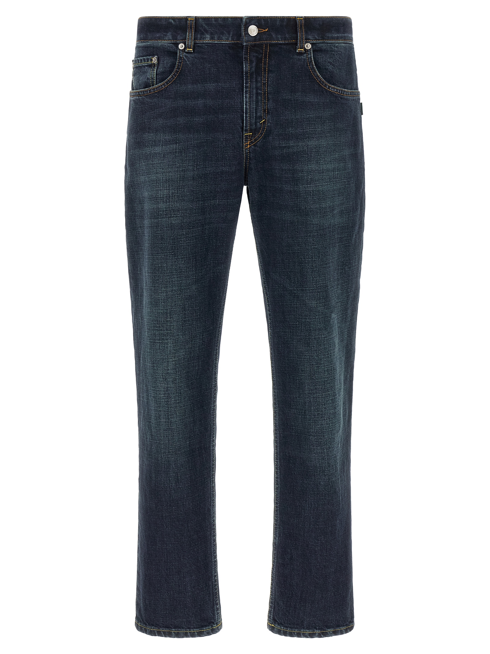 Blue Cotton Cropped Jeans