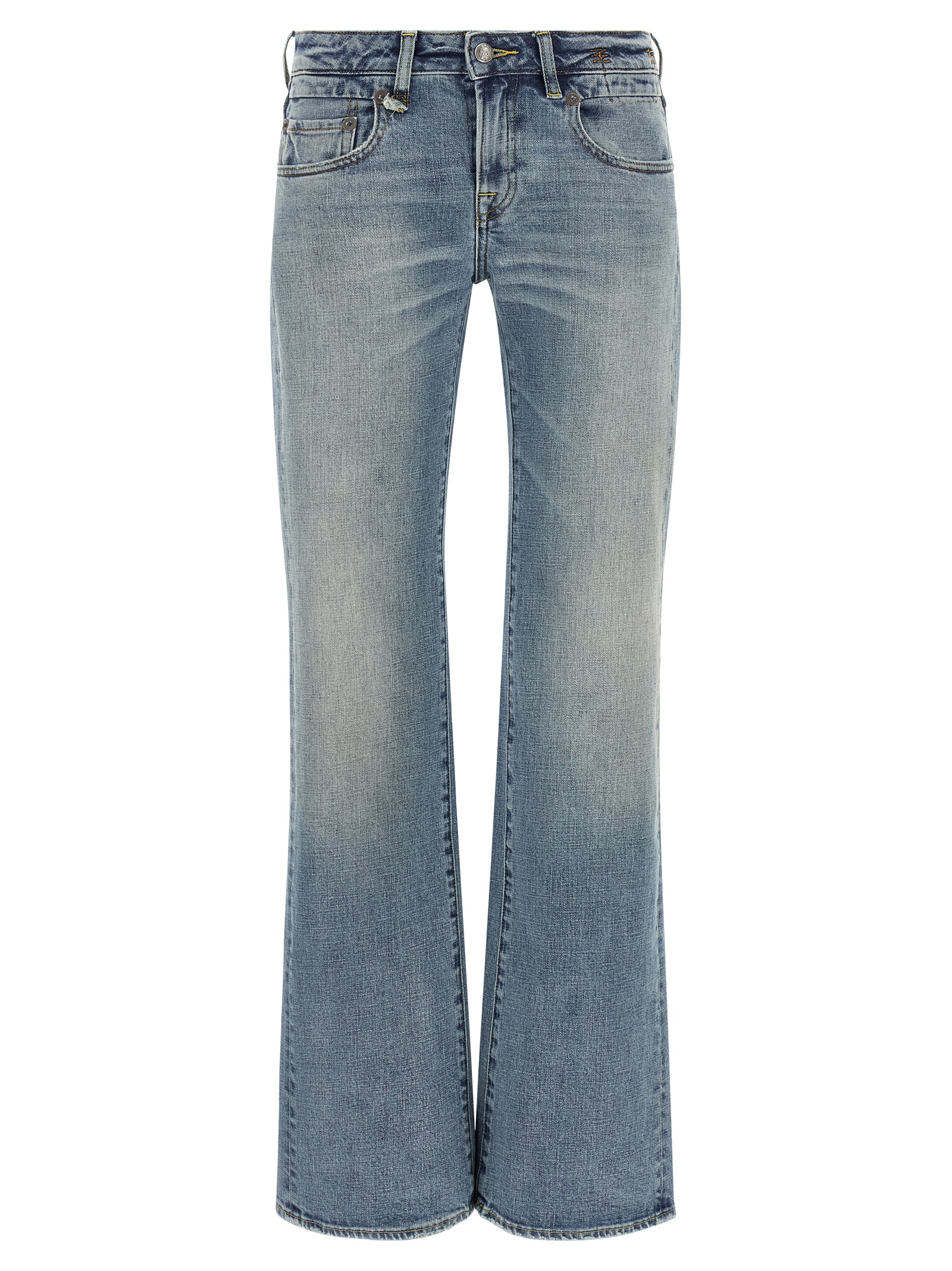 Blue Cotton Flared Jeans