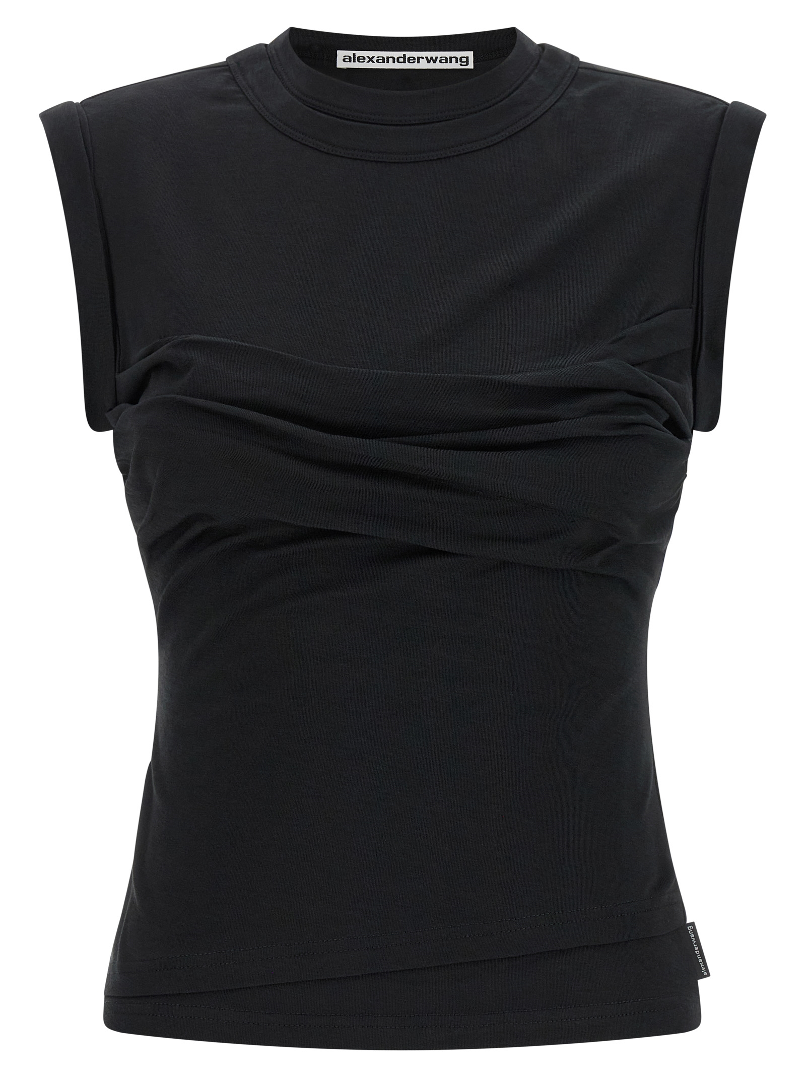 Black Cotton Sleeveles T-Shirt