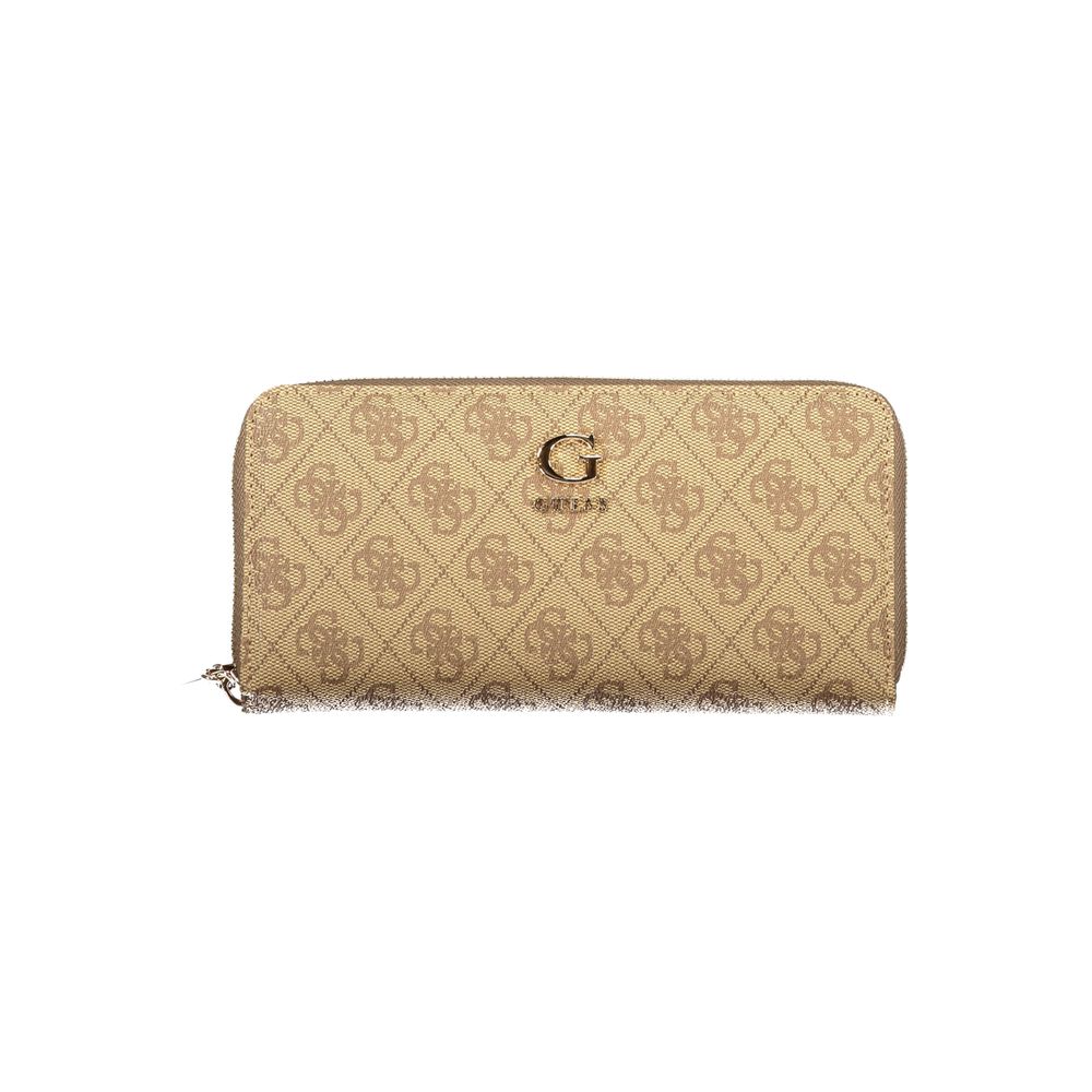 Beige Polyurethane Women's Wallet with Functional Compartments