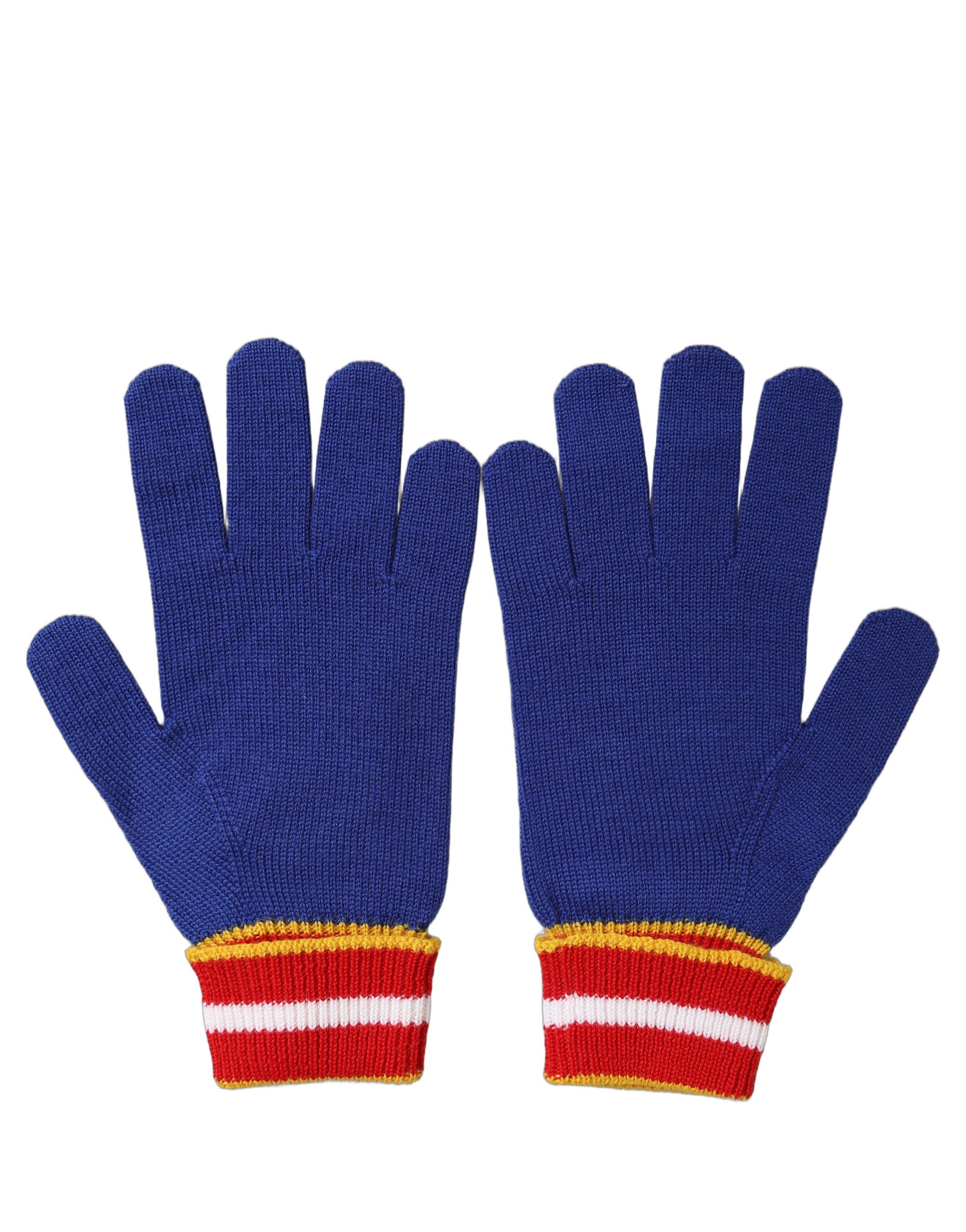 Blue Striped Wool DG Logo Embroidered Gloves