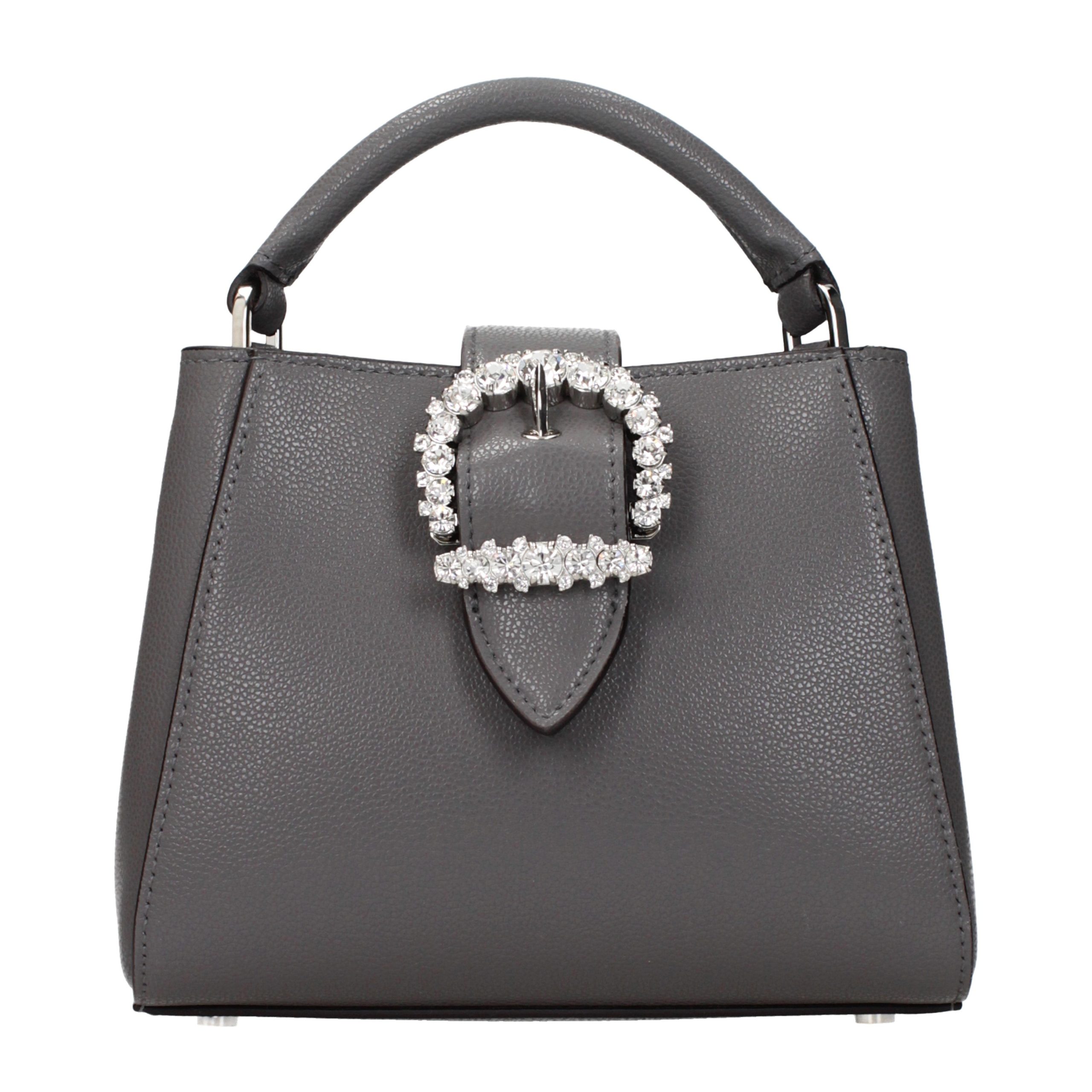 Gray Leather Handbag