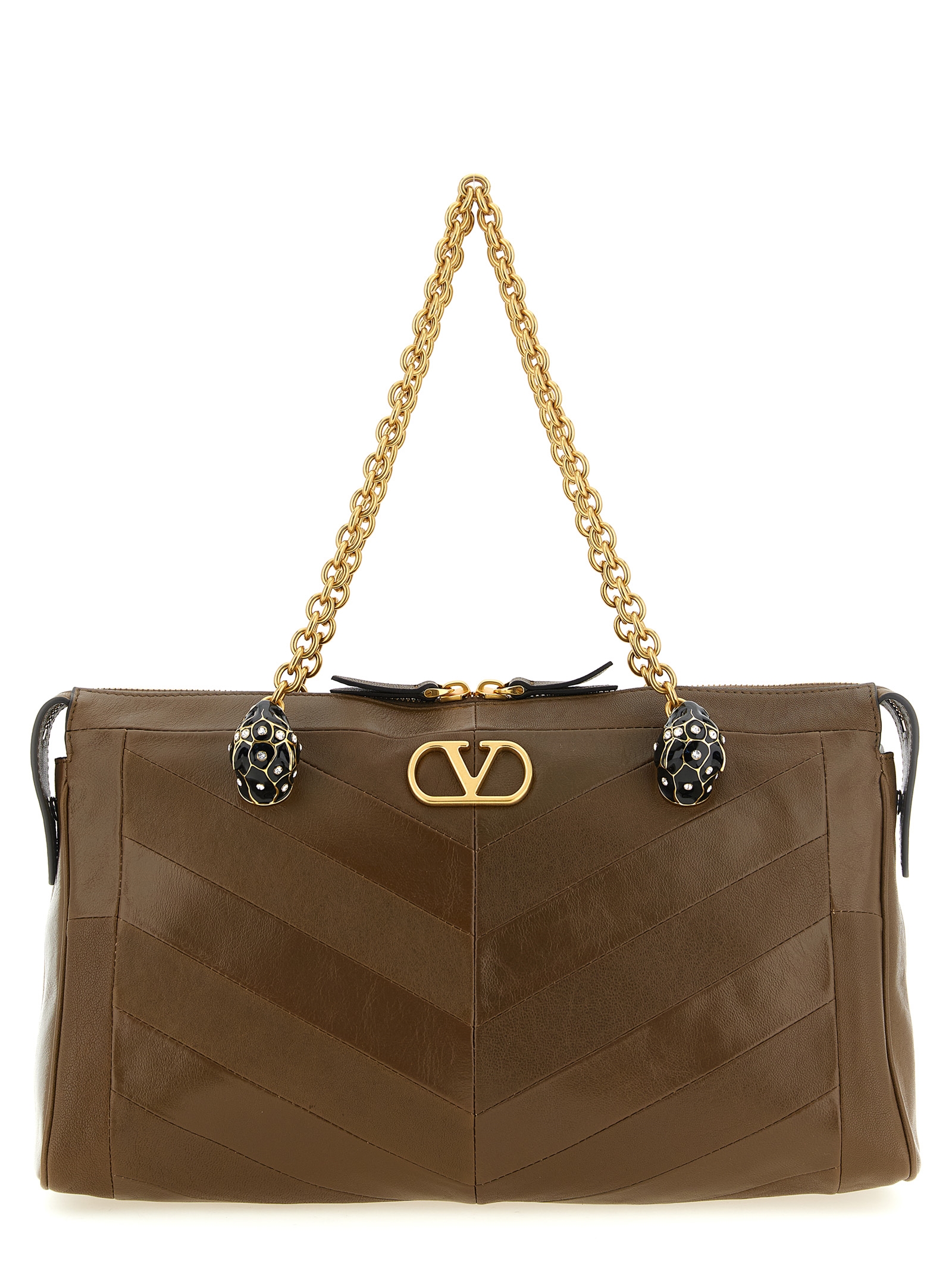 Brown Lamb Leather Shoulder Bag