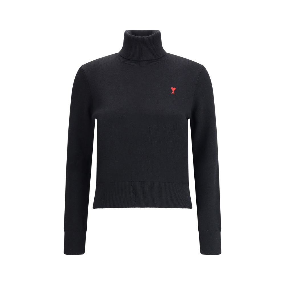 Black Merino Wool Turtleneck