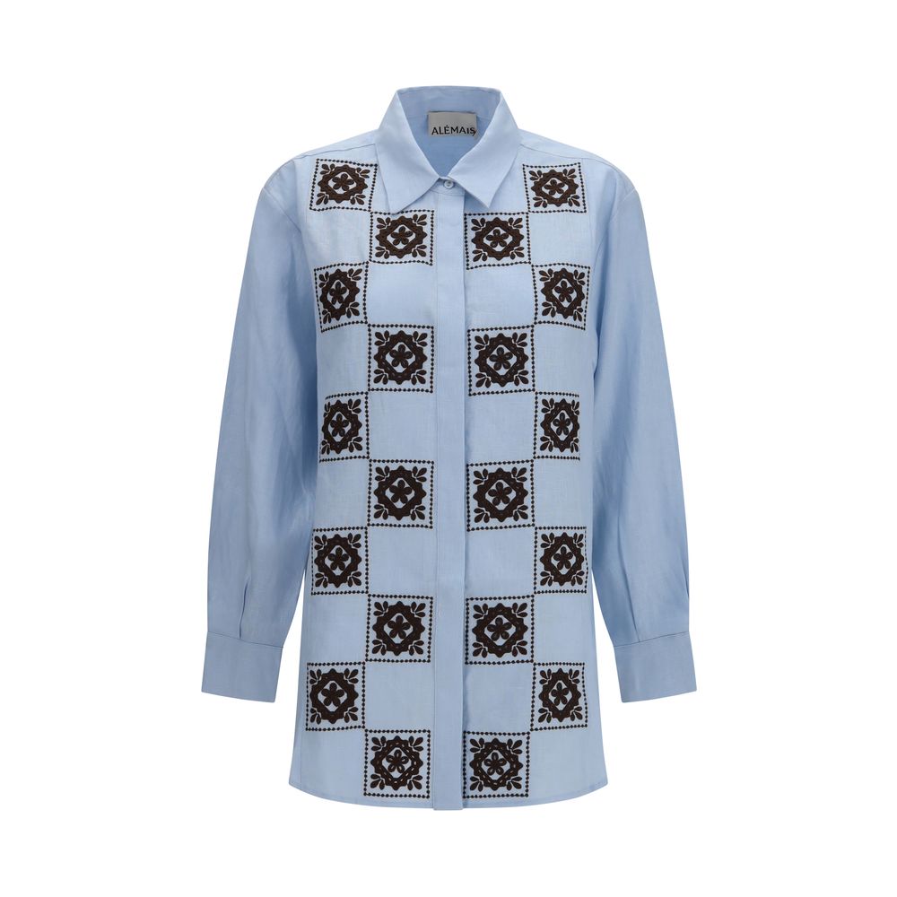 Blue Linen Pattern Shirt