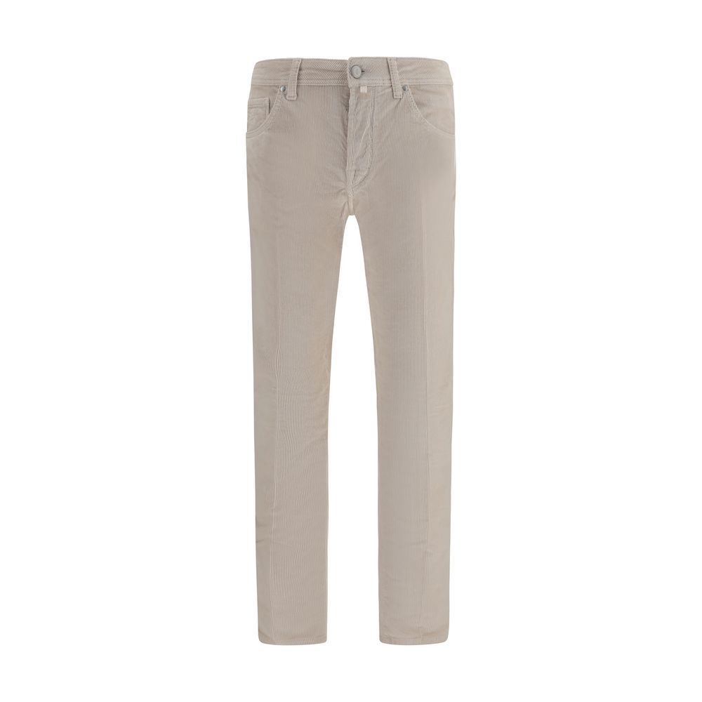 Beige Cotton Casual Pants