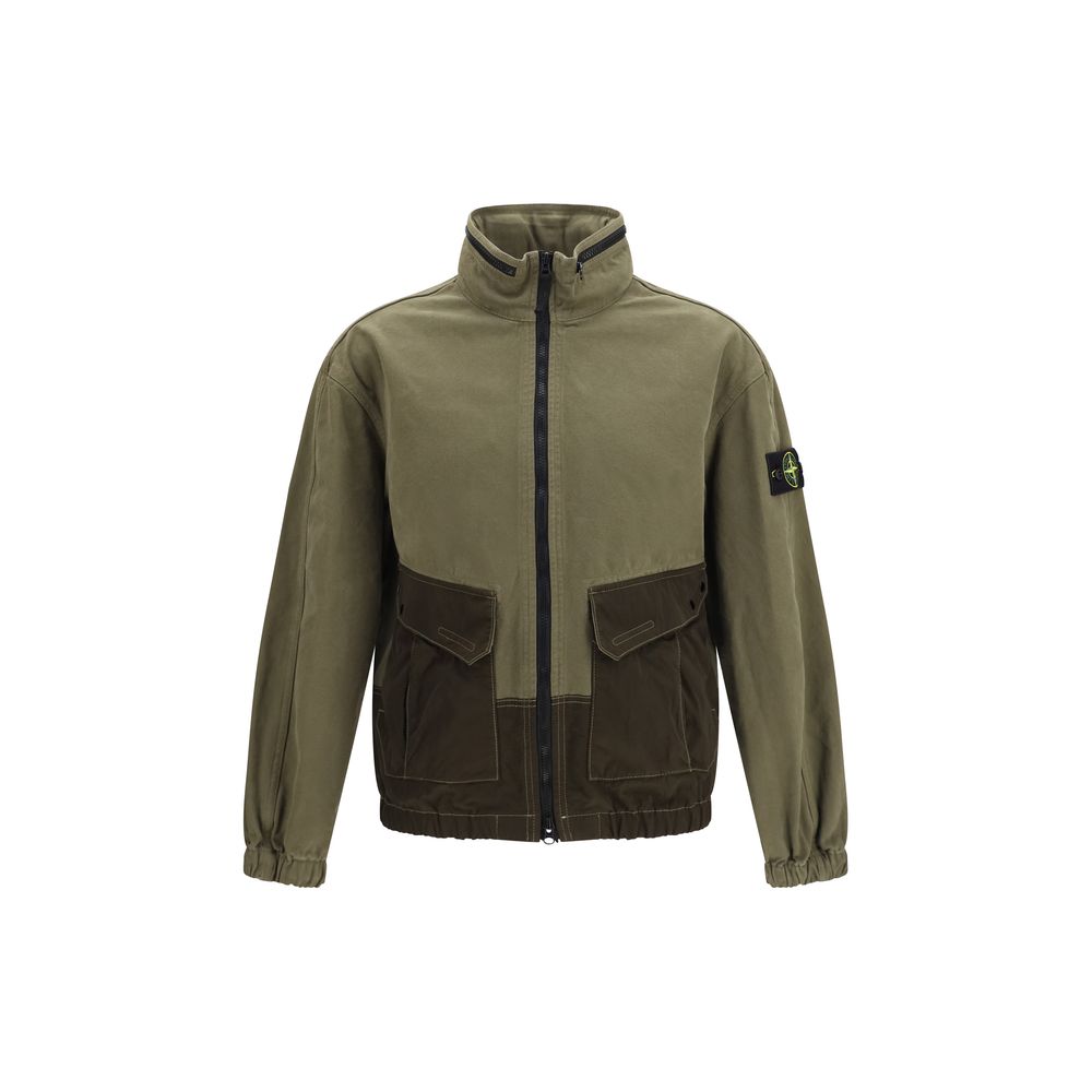 Bicolor Cotton Full-Length Jacket