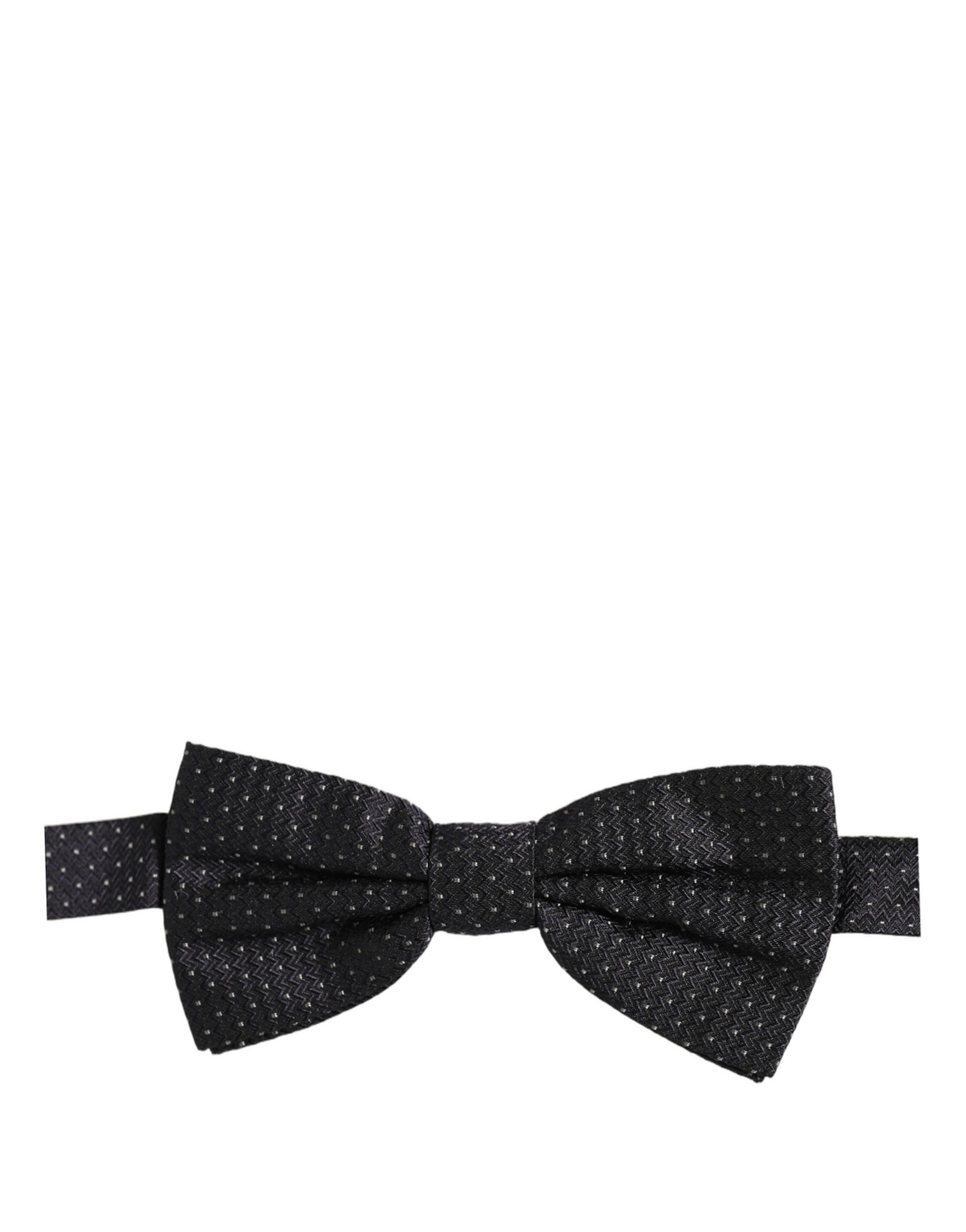 Black White Polka Dot Adjustable Neck Papillon Bow Tie