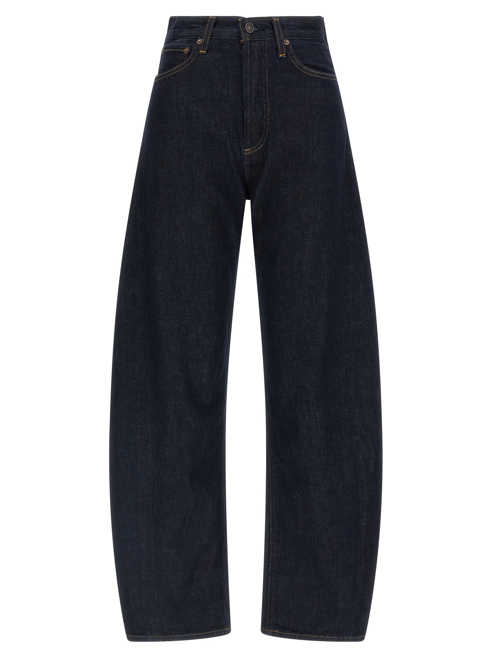 Blue Cotton High-Waisted Jean