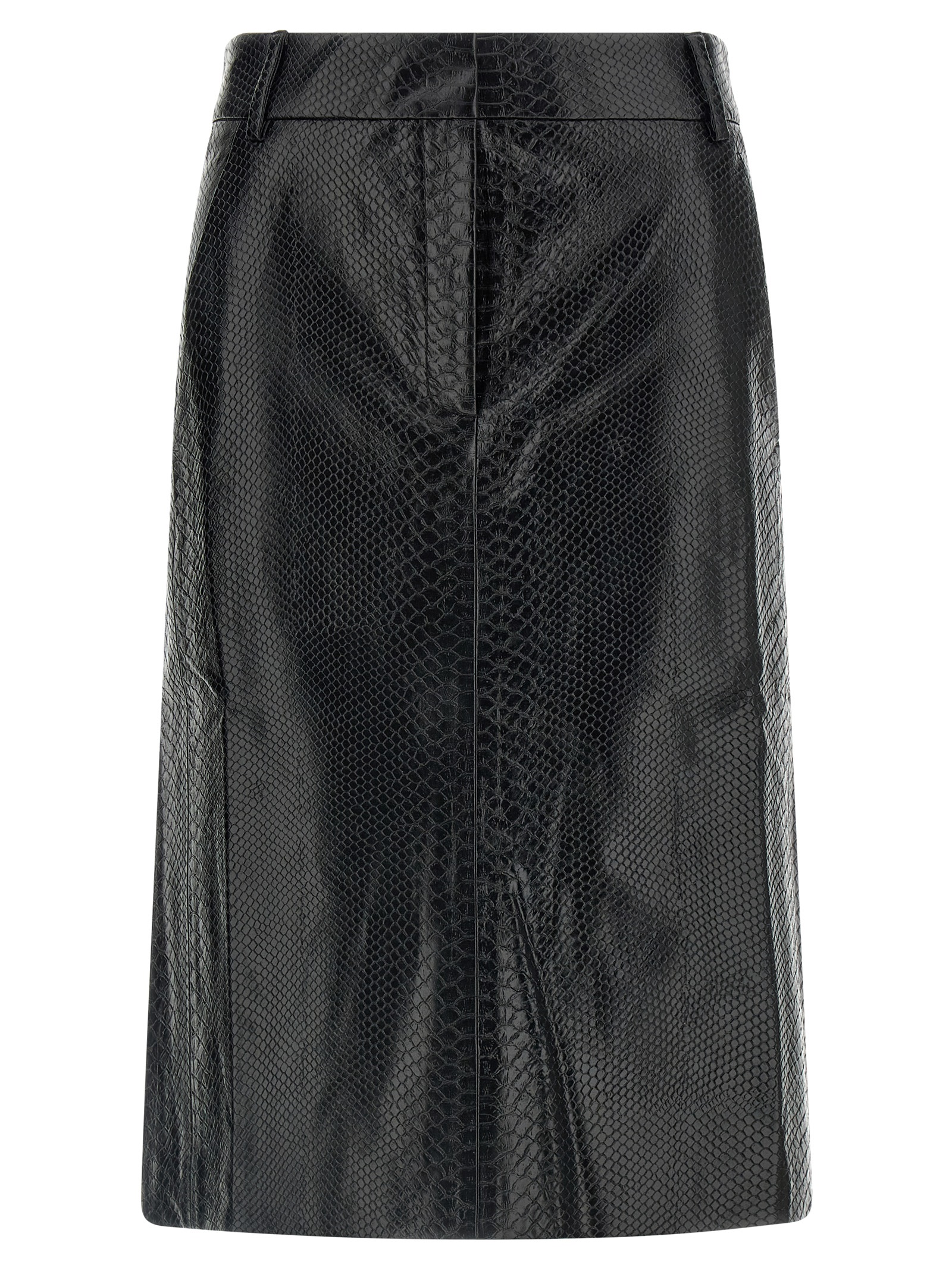 Black Polyethylene Midi Skirt