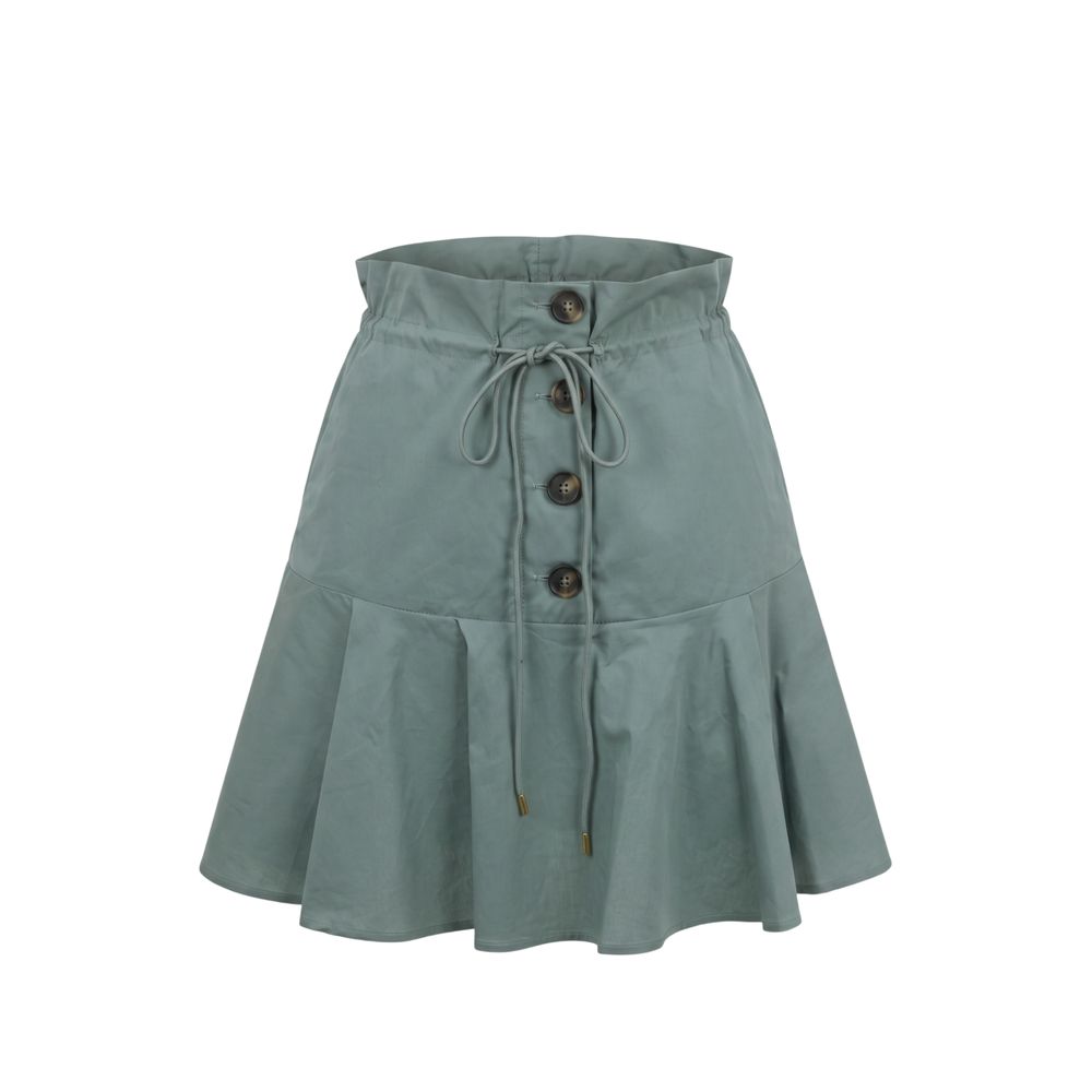 Green Cotton Women Skirt