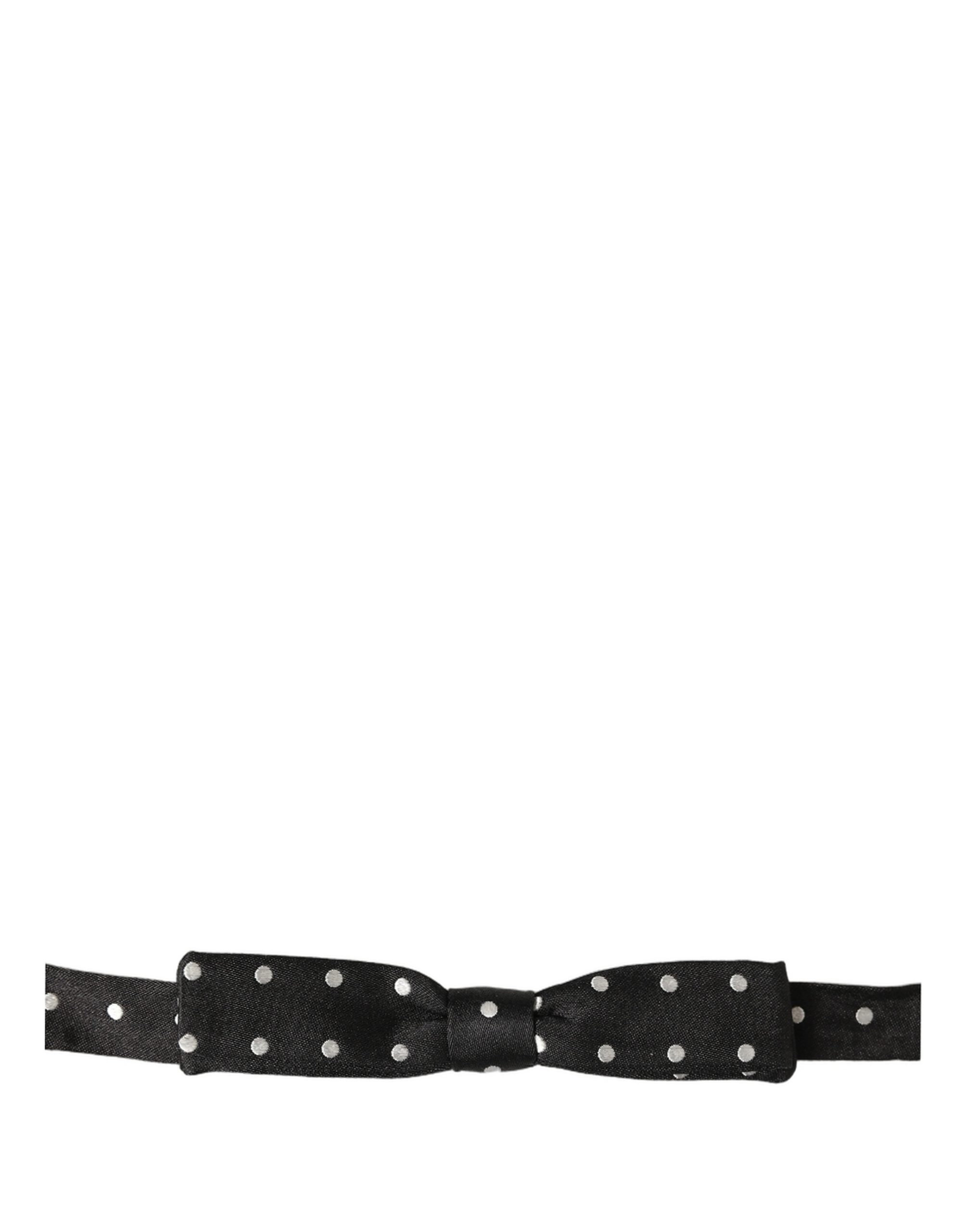 Black White Polka Dot Adjustable Neck Papillon Bow Tie