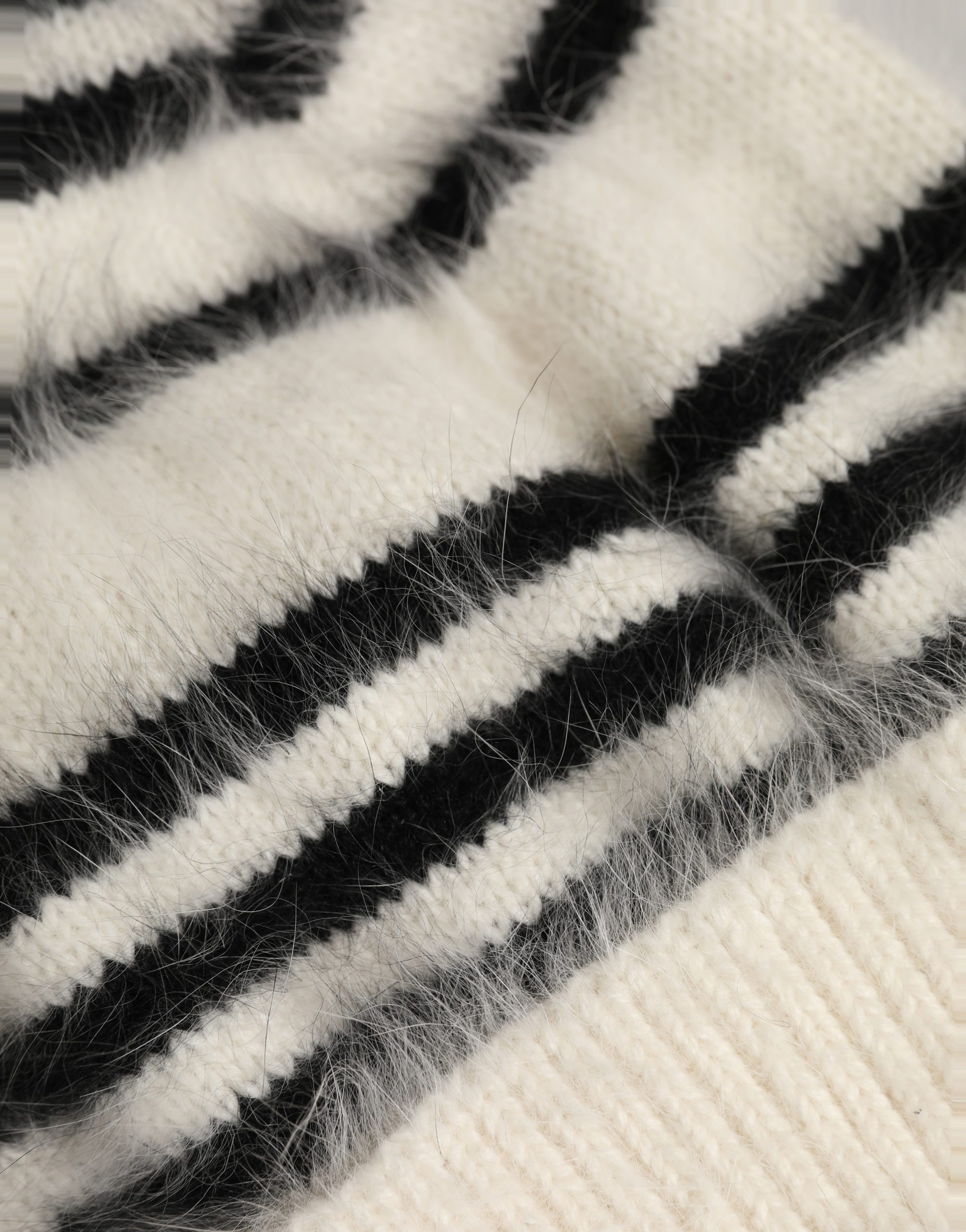Dolce & Gabbana Black White Striped Angora Knitted Beanie One Size Women's Hat