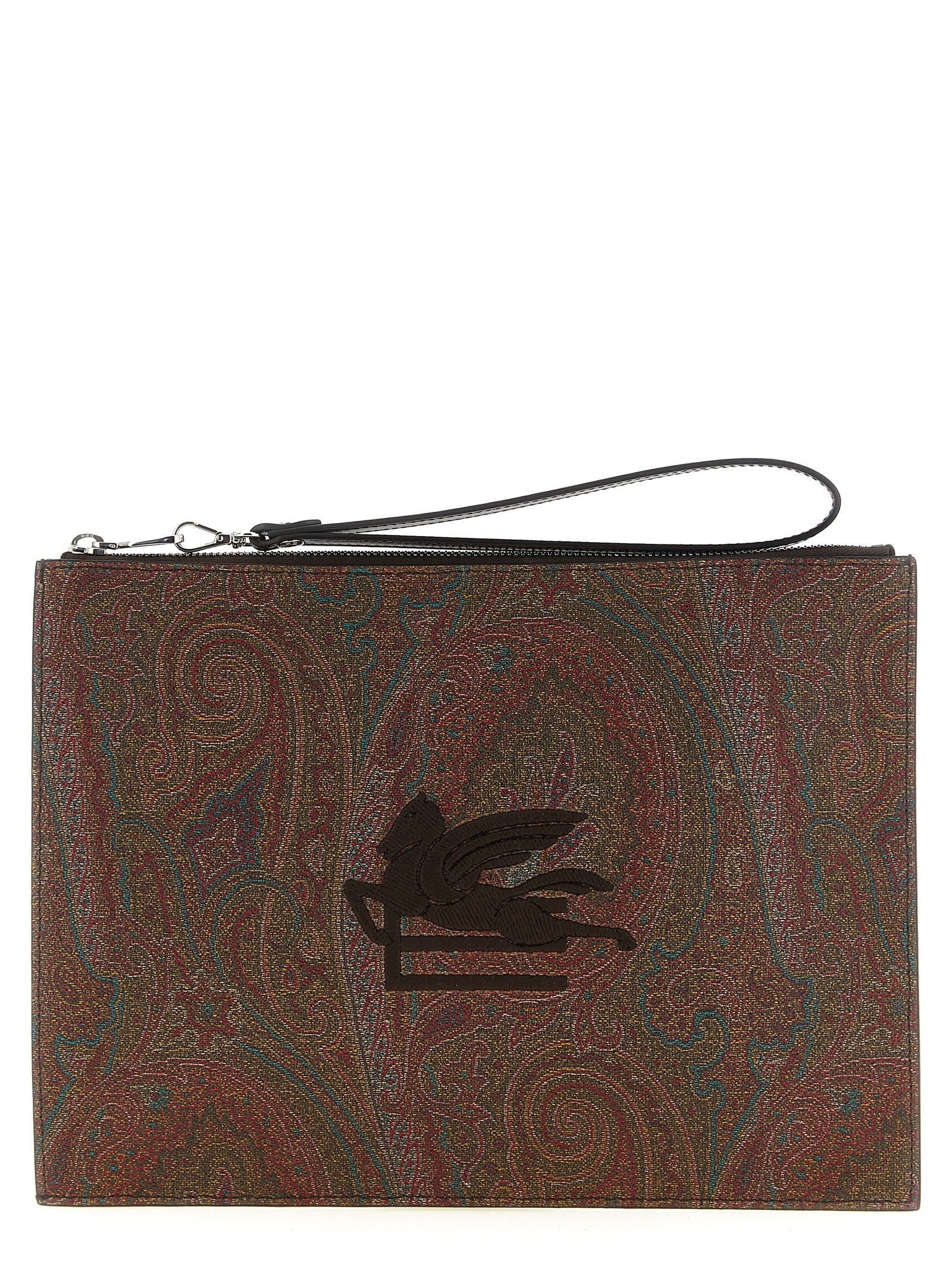 Brown Cotton Clutch Bag