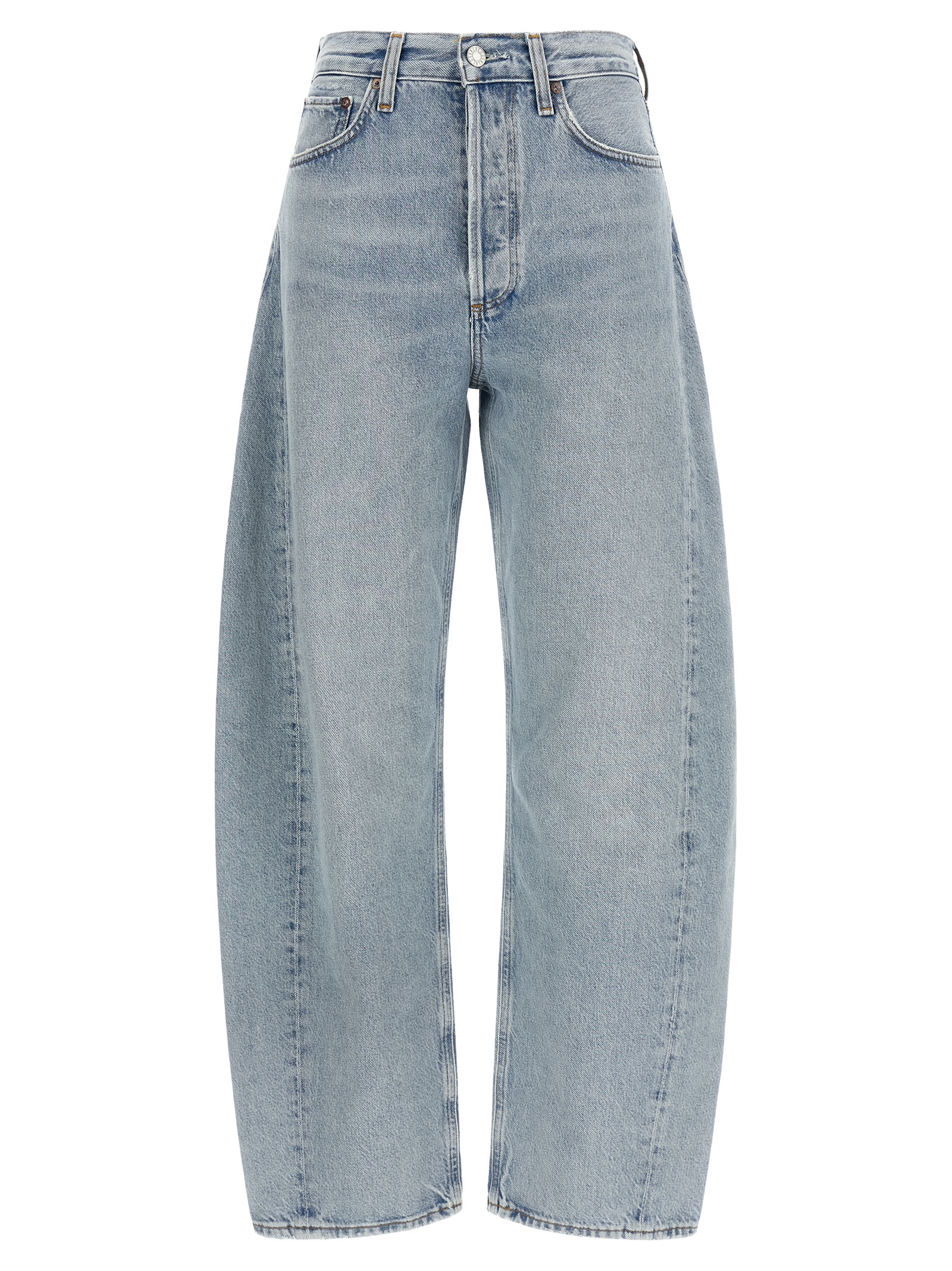 Blue Cotton High-Waisted Jean