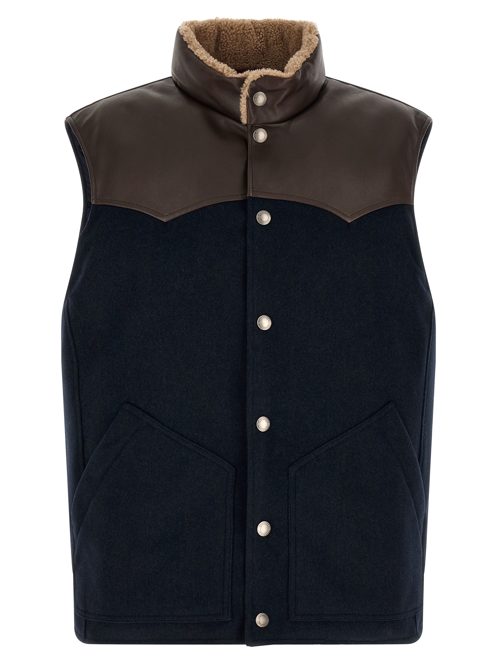 Blue Wool Sleeveless Jacket