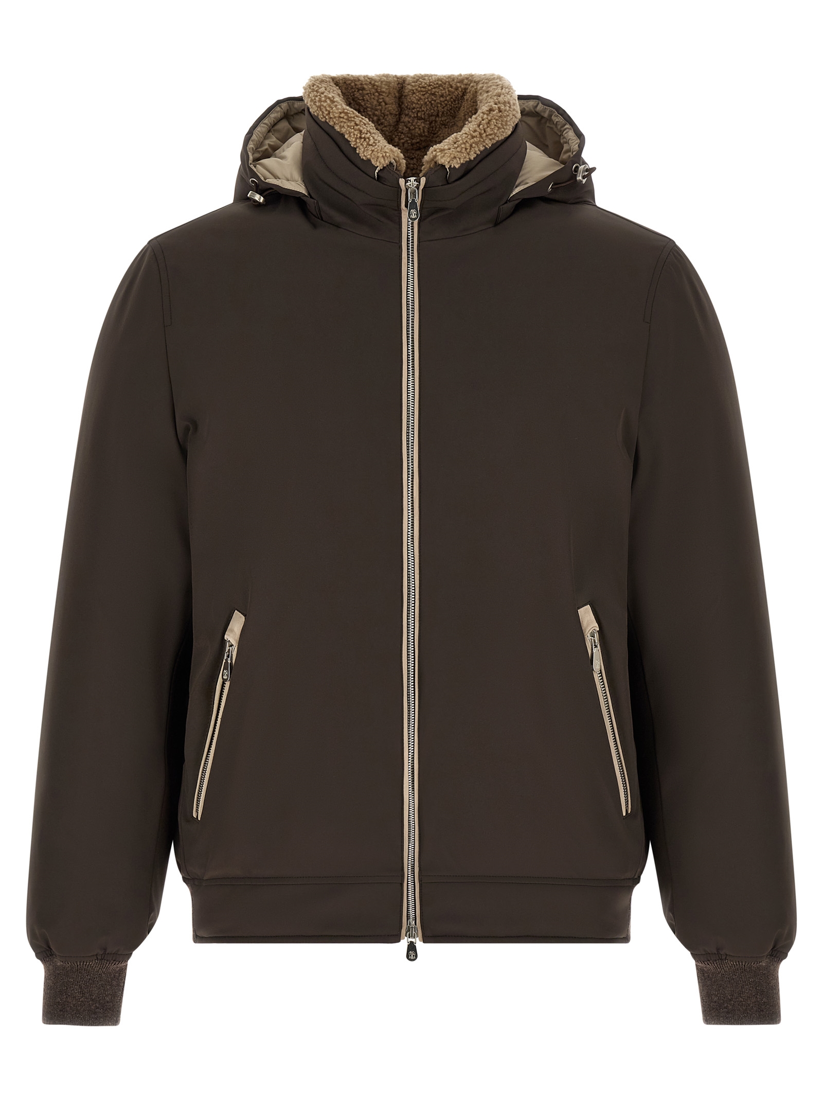 Brown Polyamide Full-Length Jacket