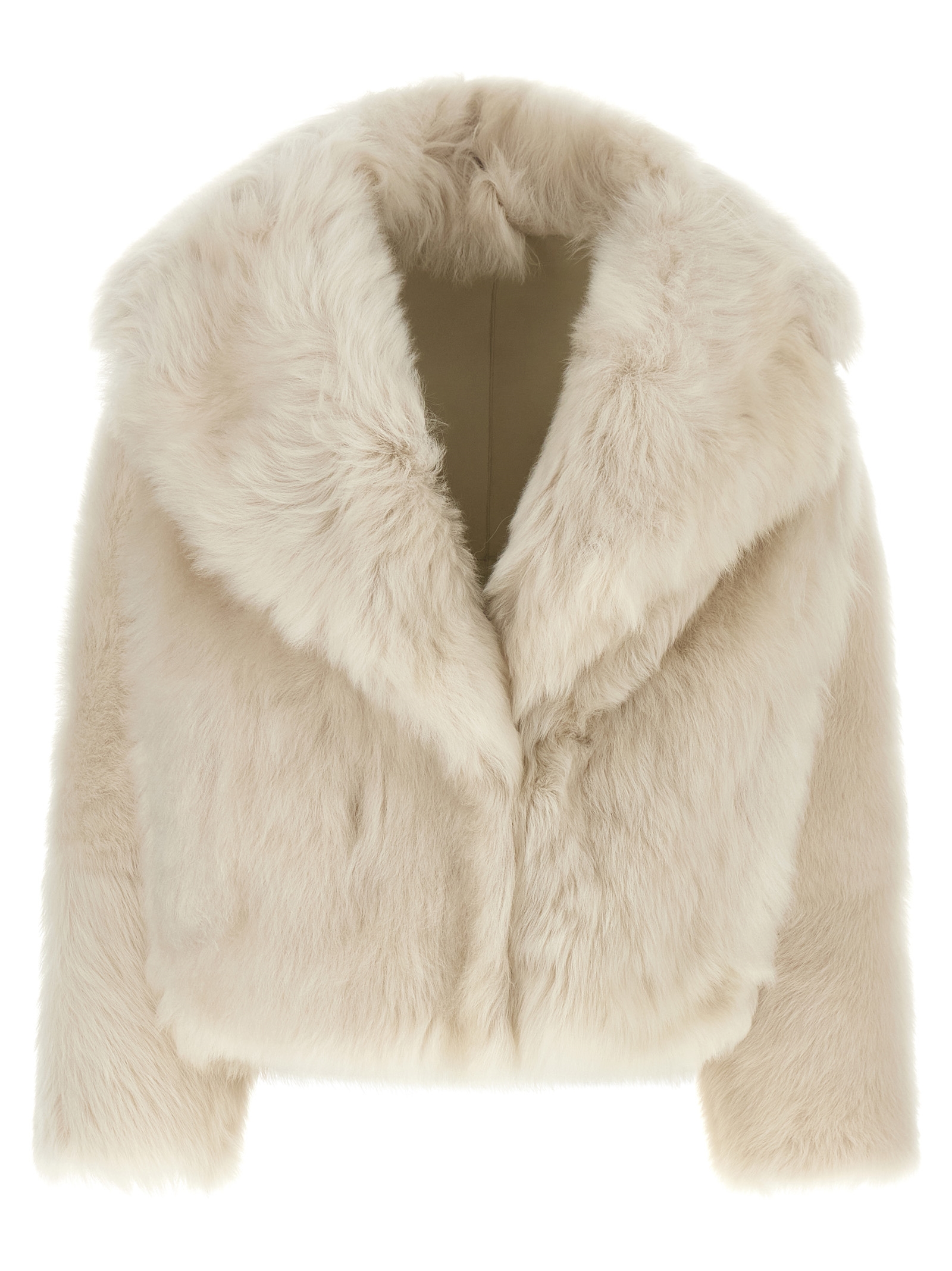 White Lamb Fur Full-Length Jacket