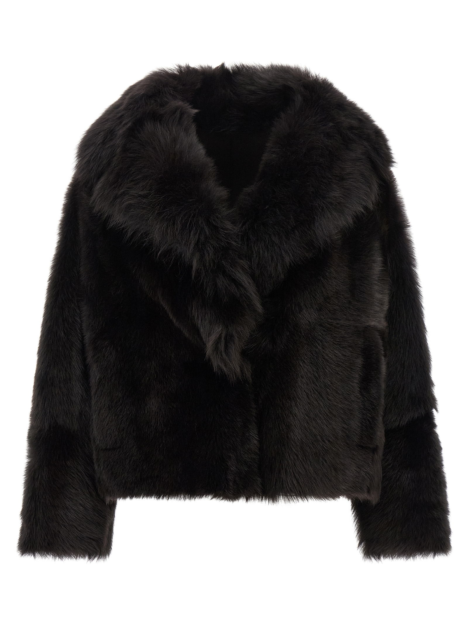 Brown Lamb Fur Full-Length Jacket