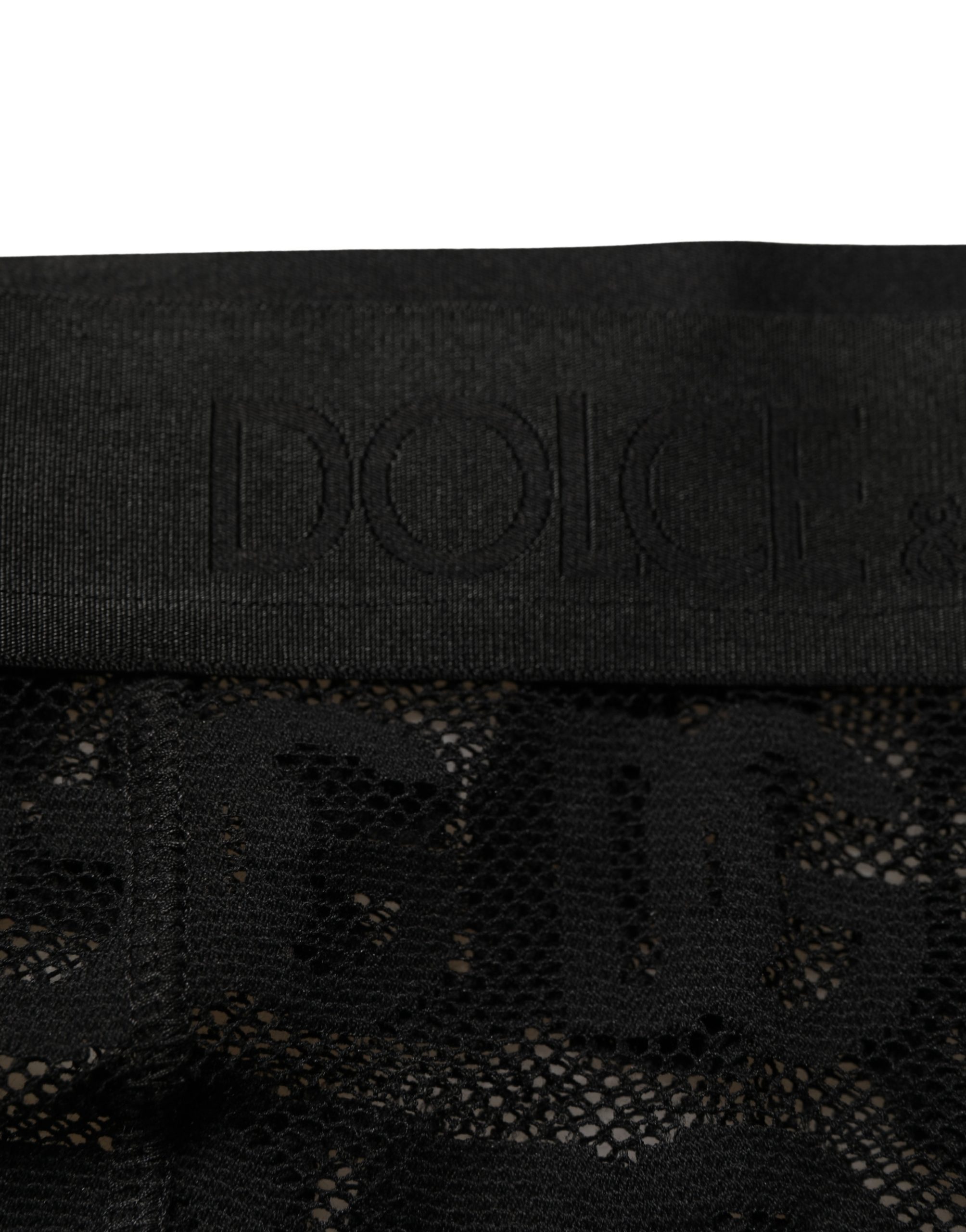 Black All Over Logo Print Sheer Pantyhose Underwear