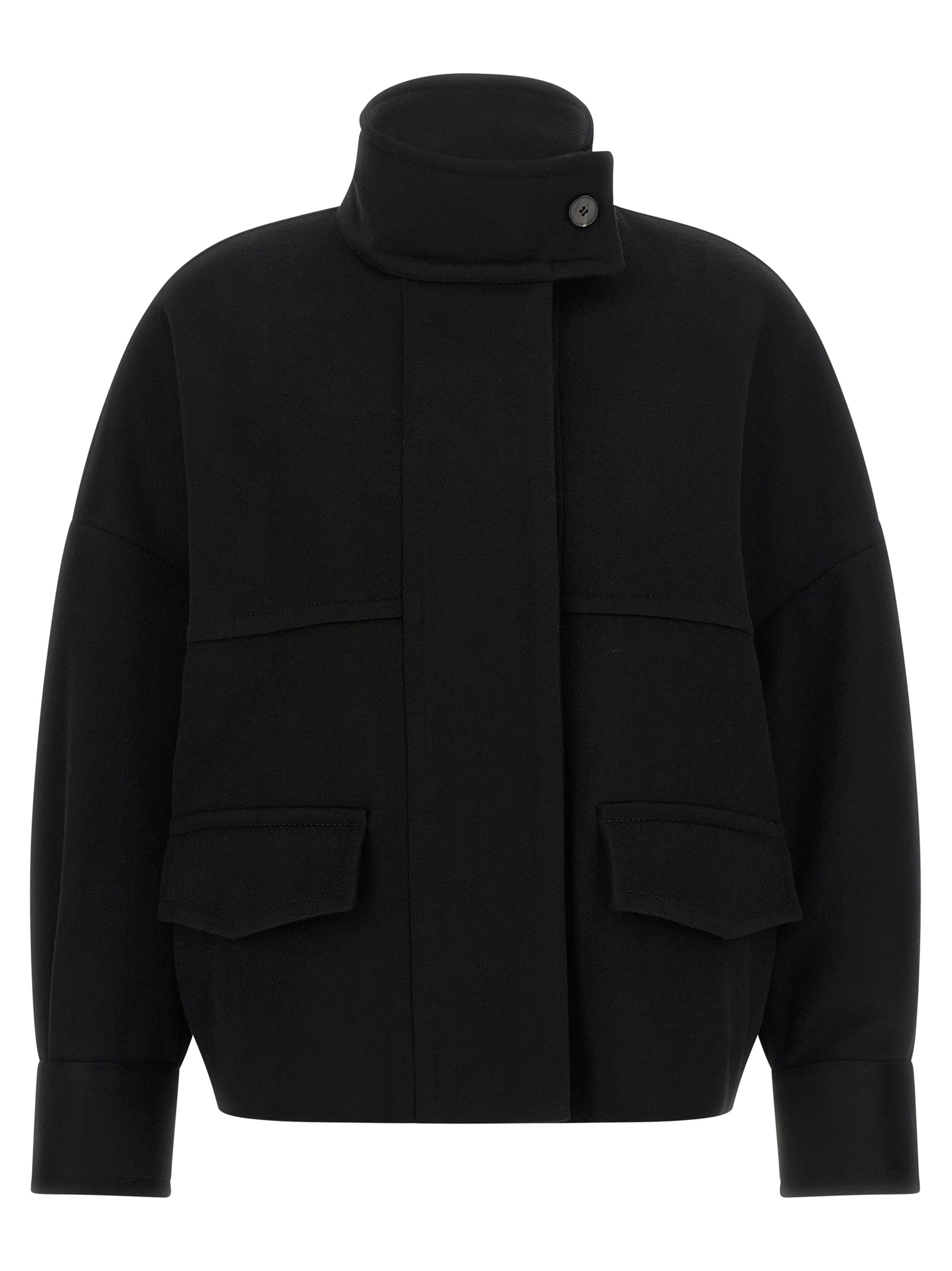 Black Wool Bomber