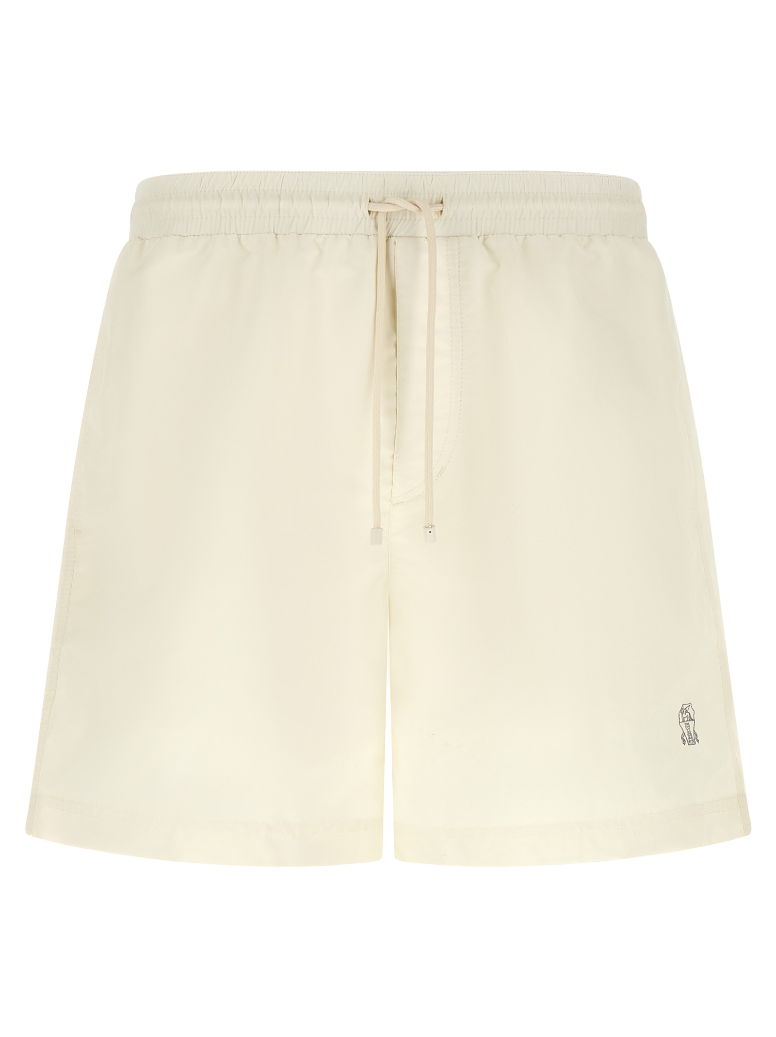 White Polyester Swim Shorts