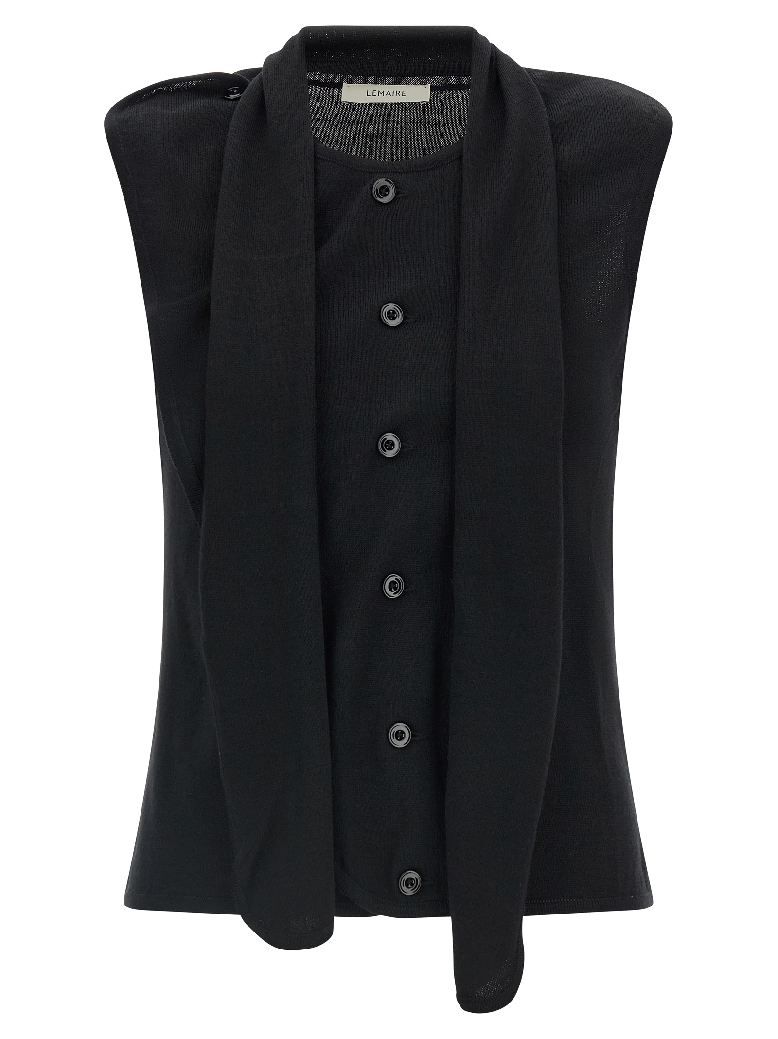 Black Wool Sleeveless Jacket