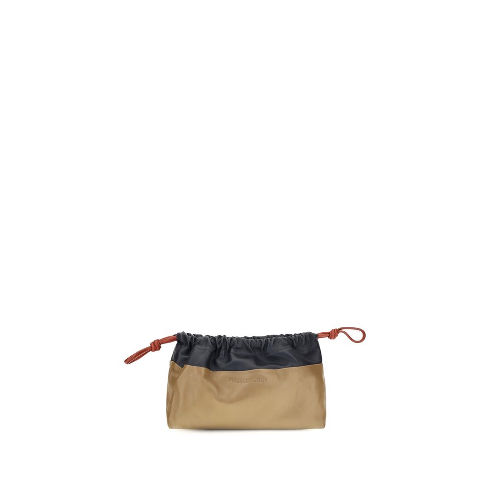 Beige Calf Leather Bos Taurus Clutch Bag