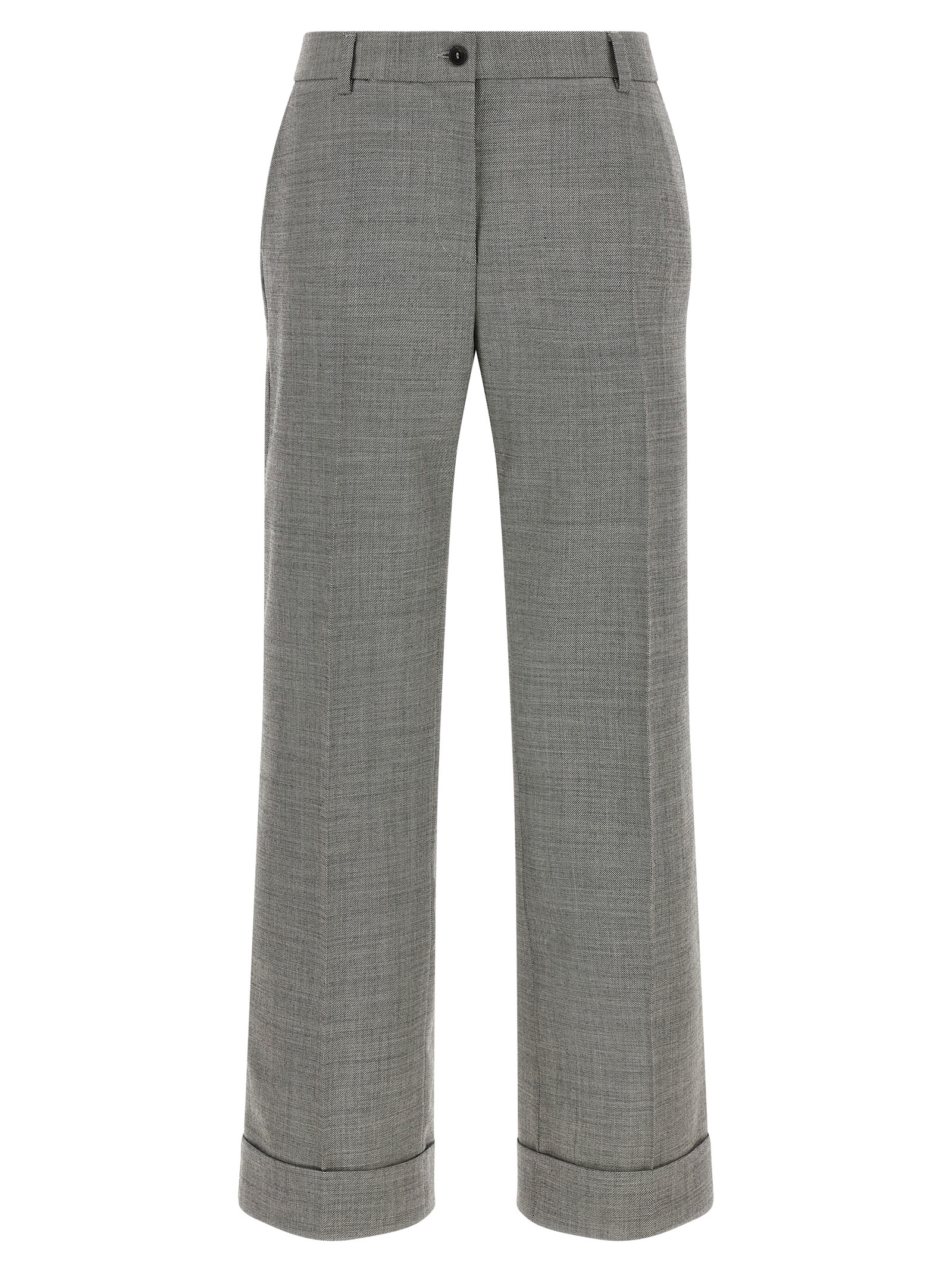 Gray Wool Flared Pants