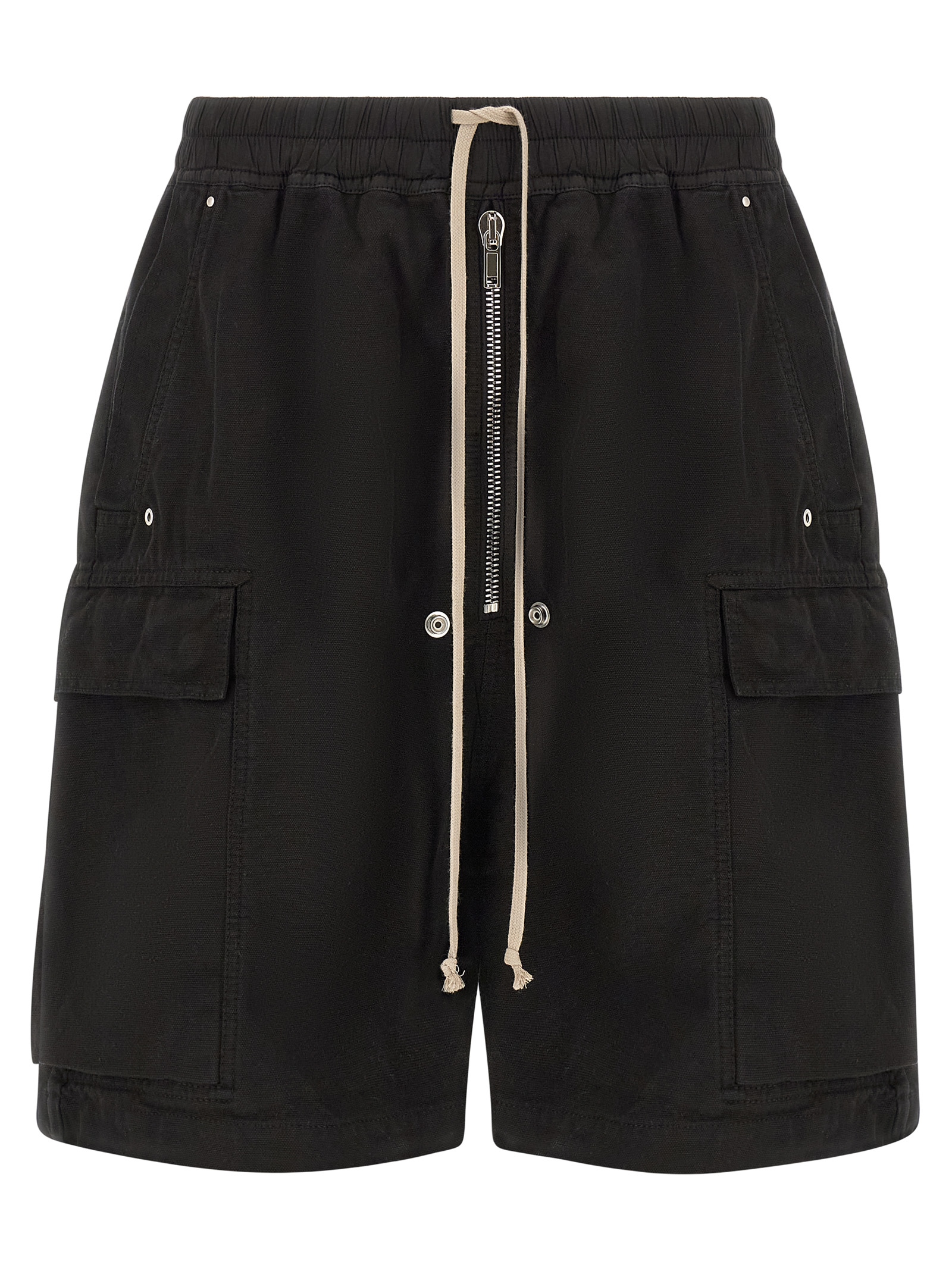 Black Cotton Bermuda Shorts