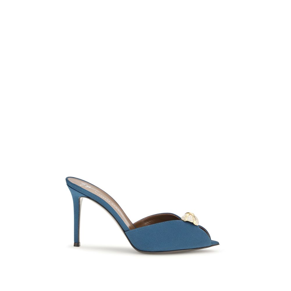 Blue Calf Leather Bos Taurus Stiletto Heel Sandals
