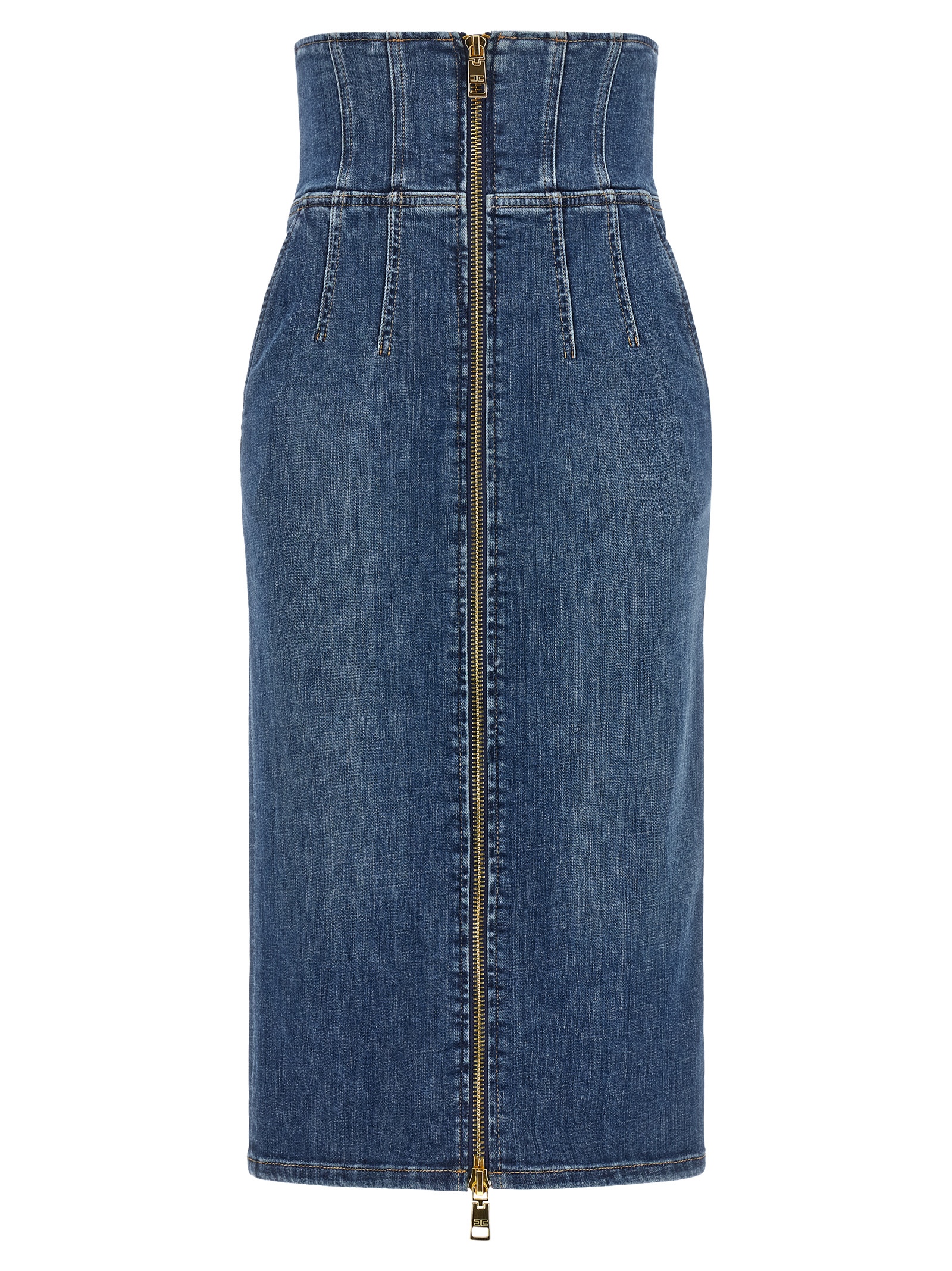 Blue Cotton Midi Skirt