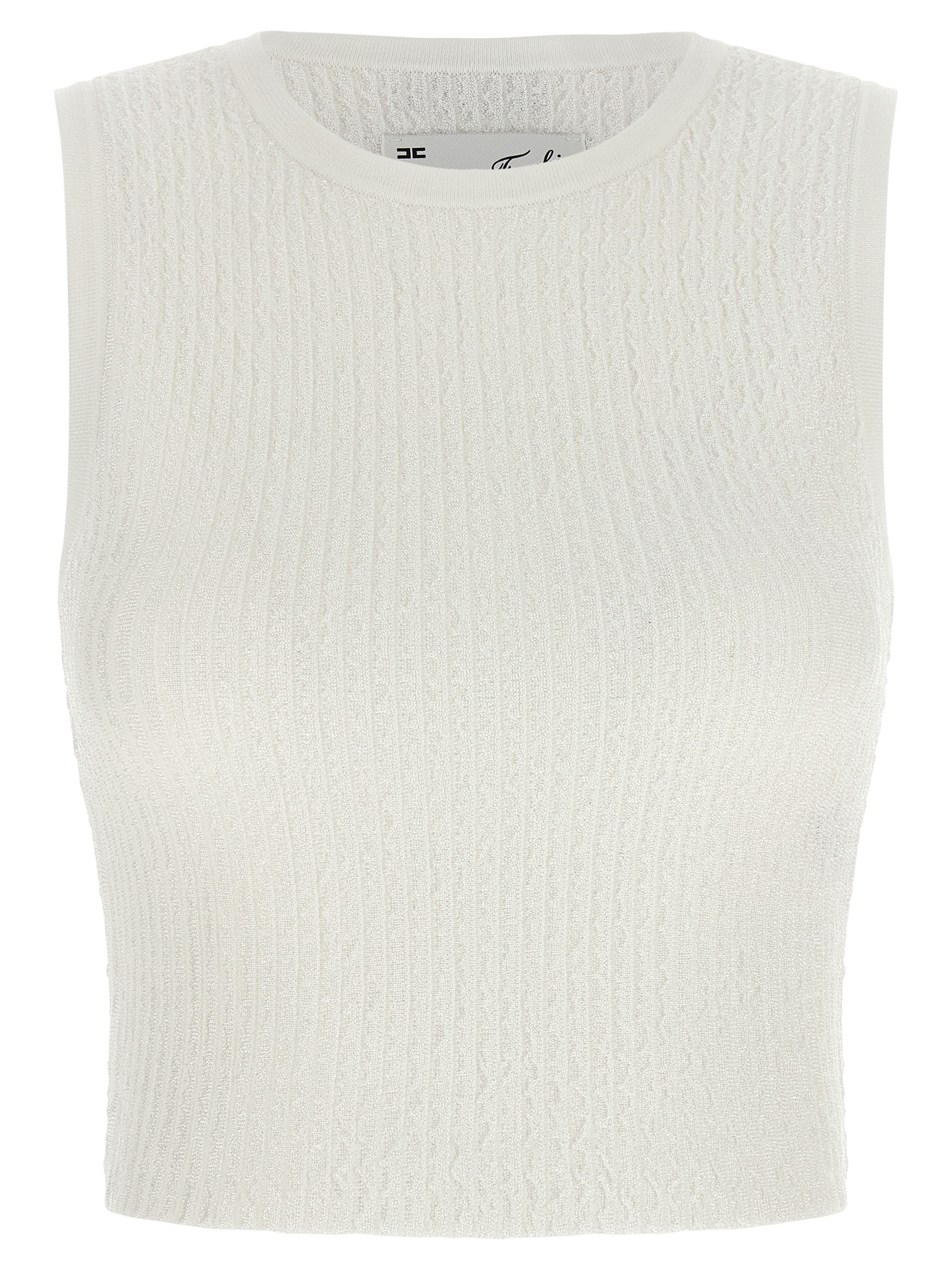 White Viscose Sleeveles T-Shirt