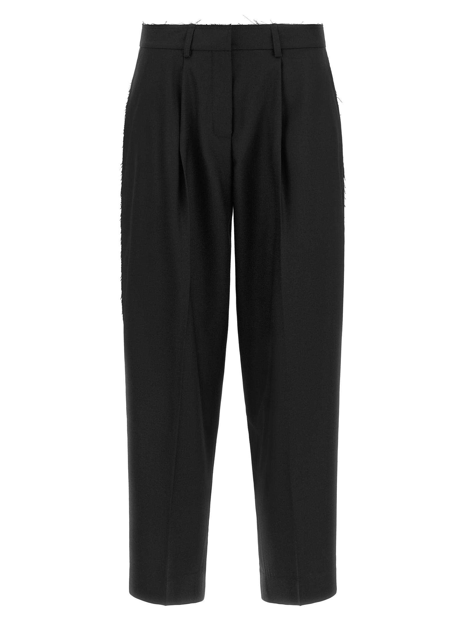 Black Wool Cropped Pants
