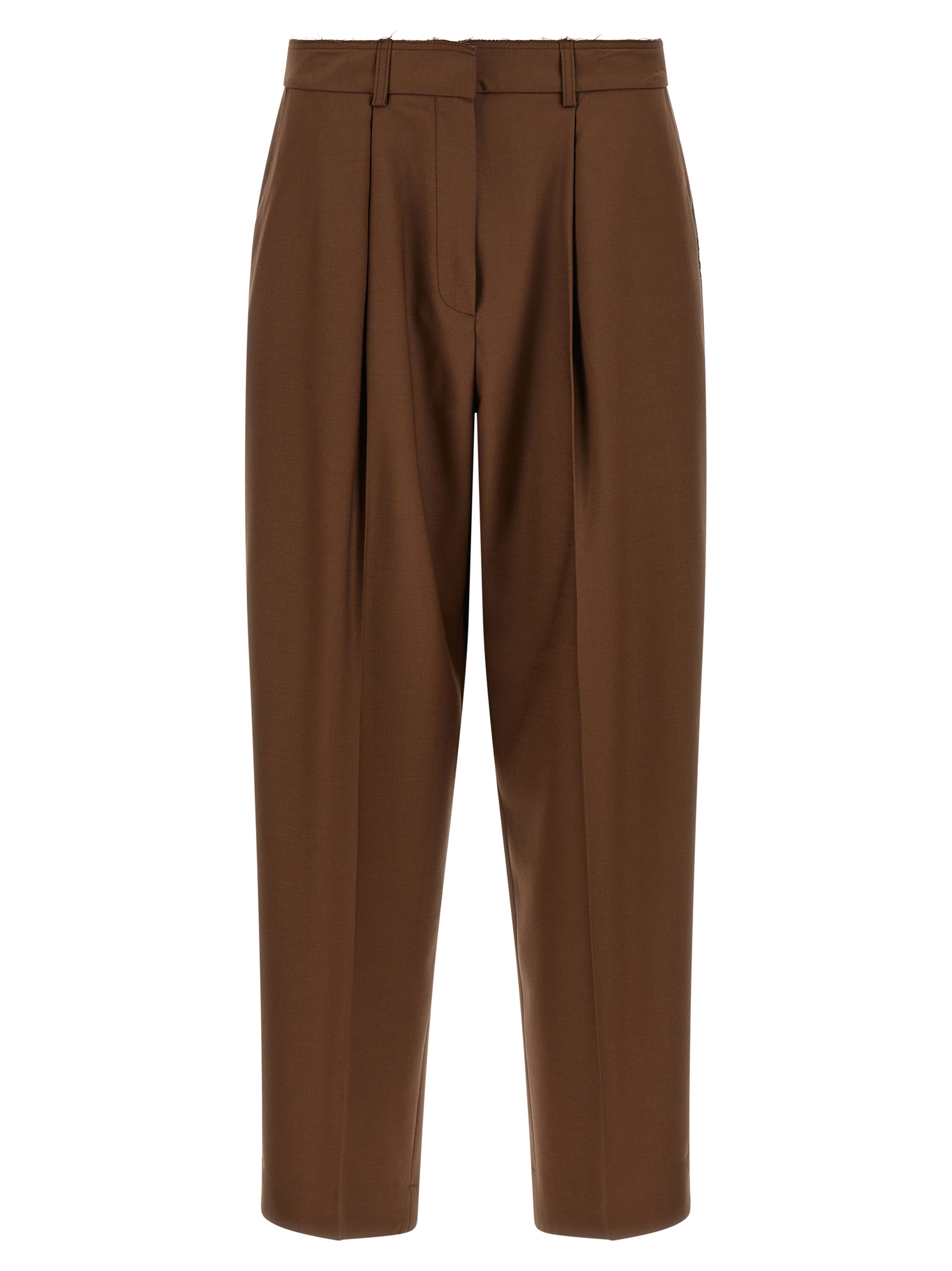 Beige Wool Casual Pants
