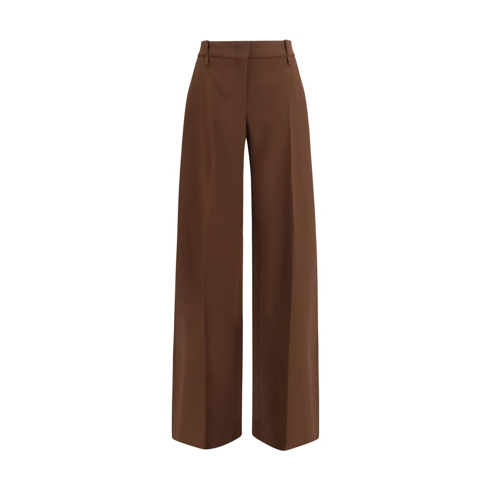 Brown Viscose Flared Pants