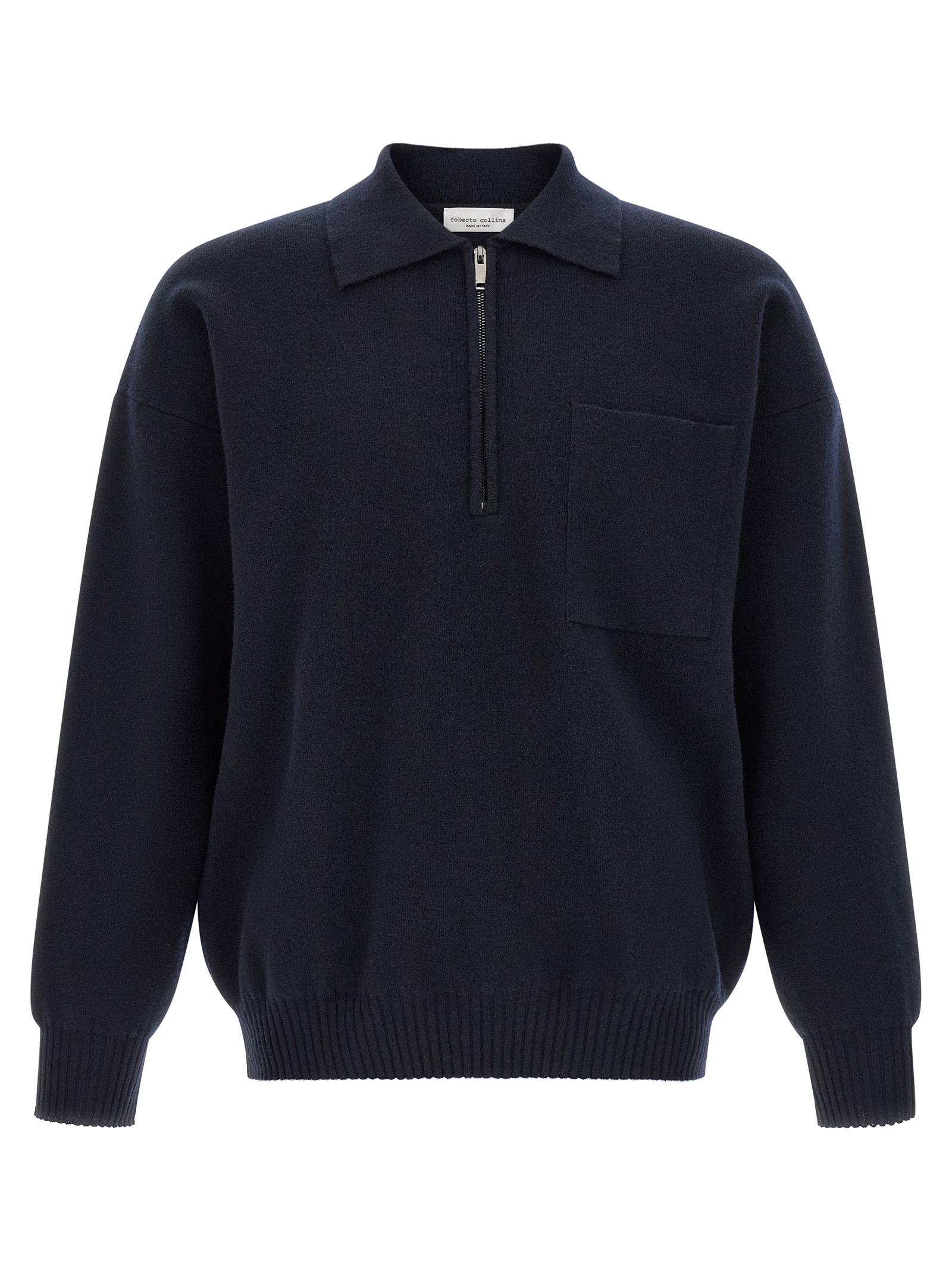Blue Merino Wool Polo Shirt
