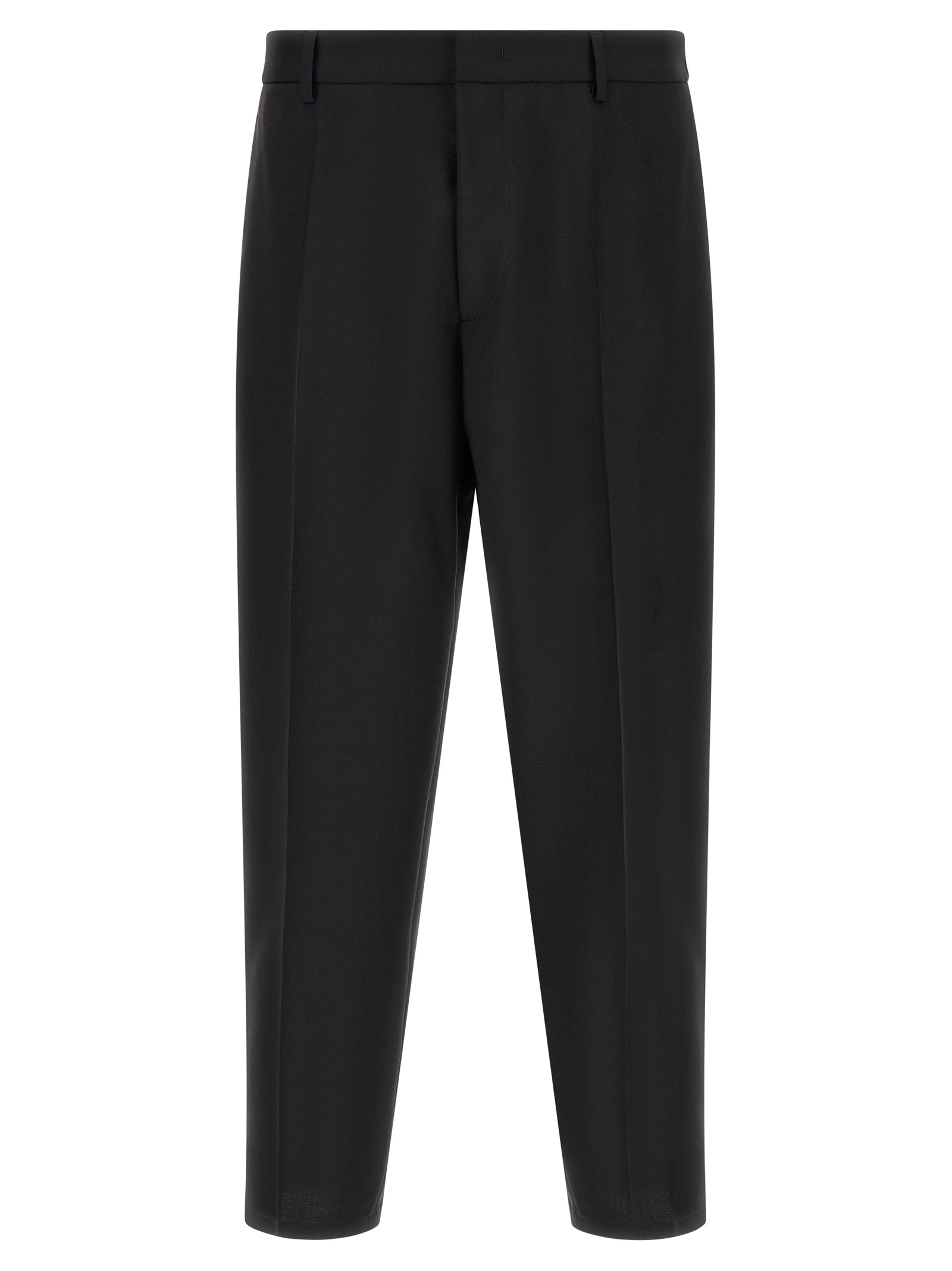 Black Virgin Wool Cropped Pants